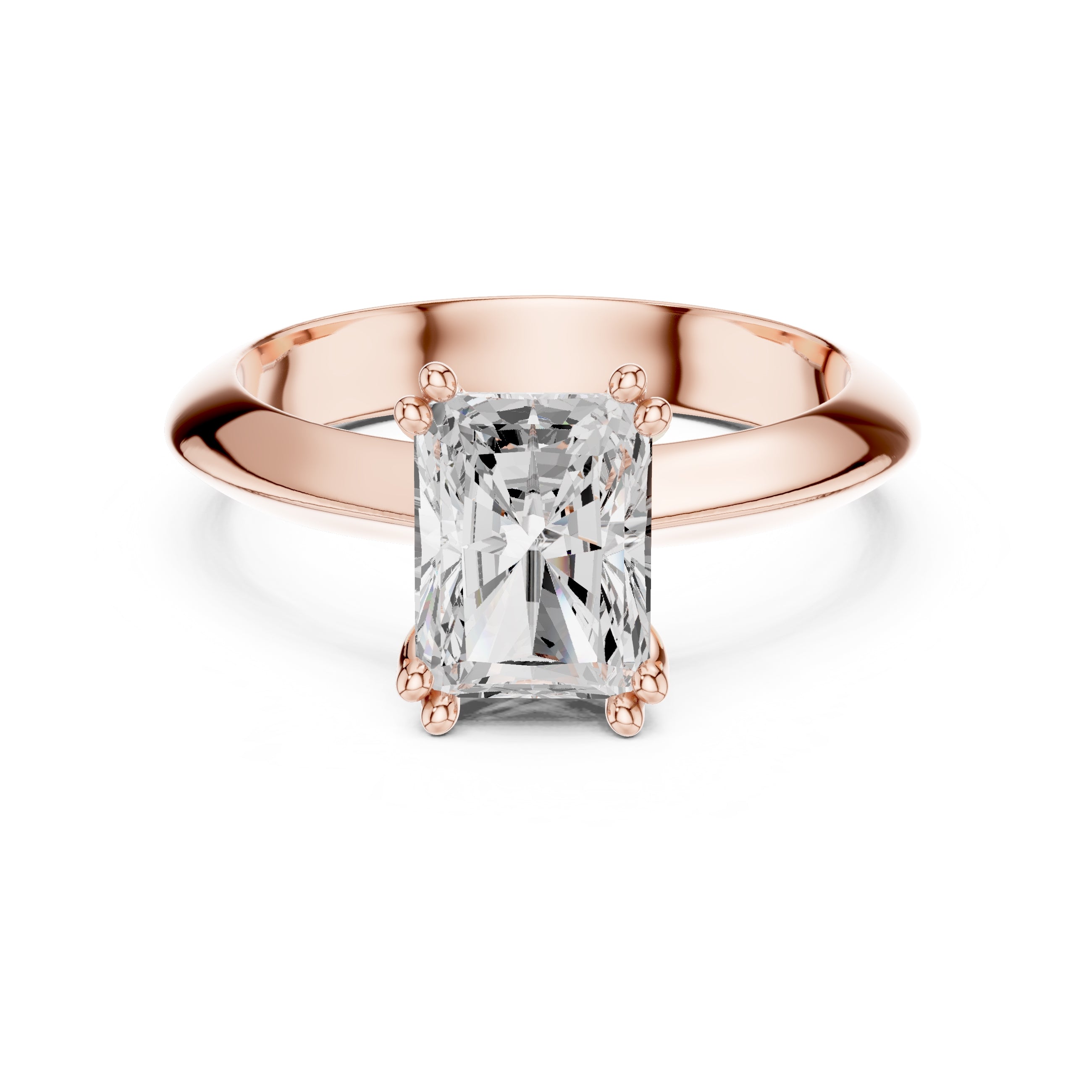 The Twin-Claw Classic Ring 1.5ct Rose Gold Radiant