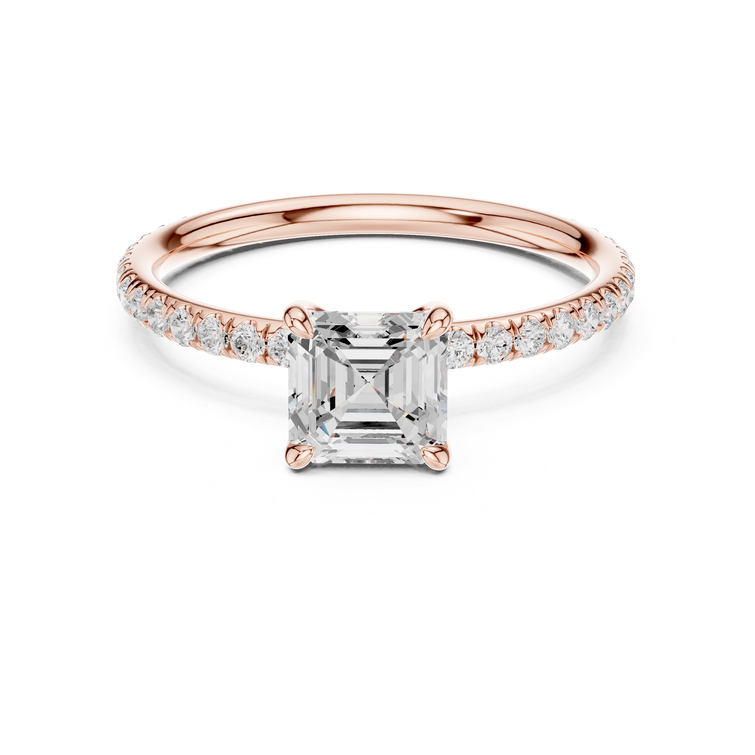 The Classic Pavé Solitaire 1ct Rose Gold Asscher