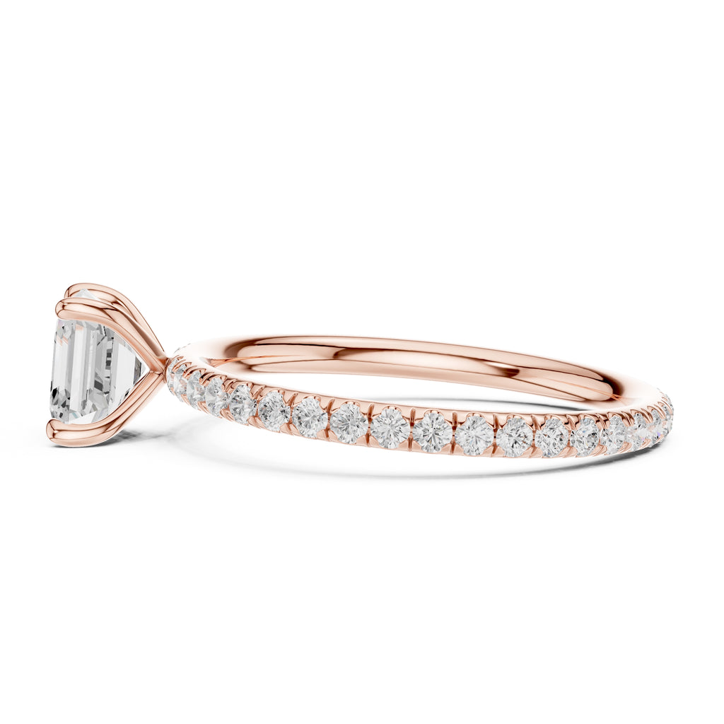 The Classic Pavé Solitaire 1ct Rose Gold Asscher