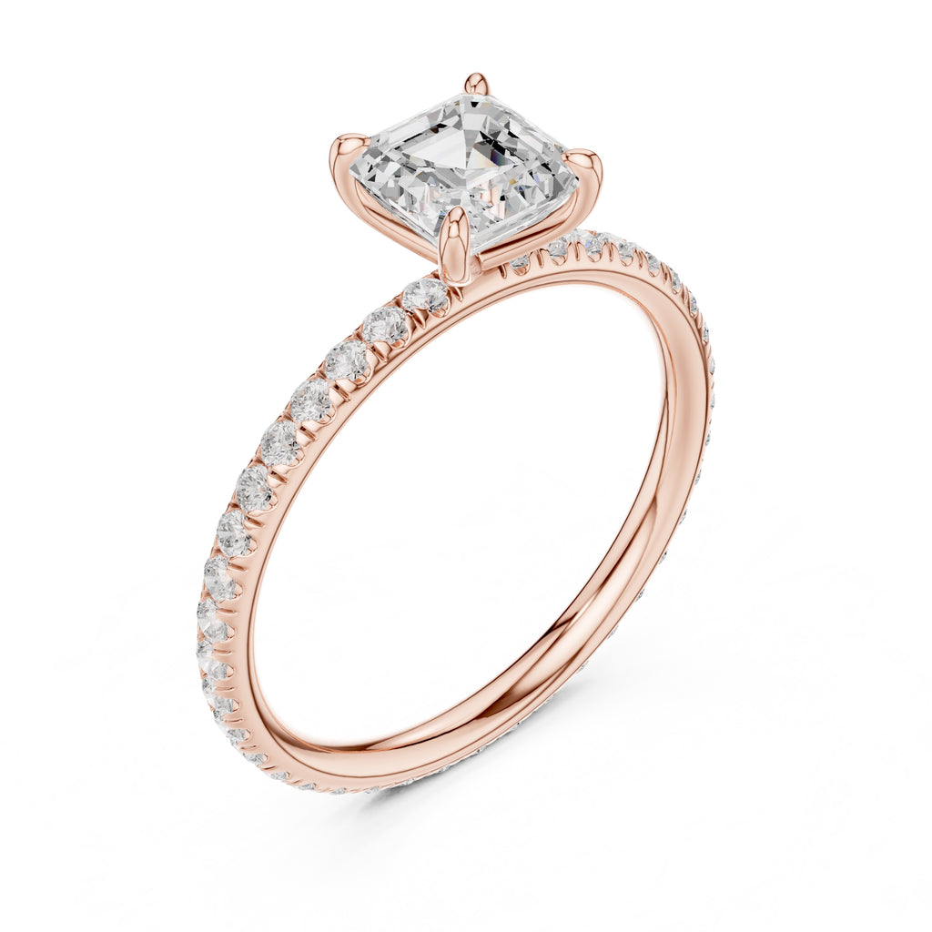 The Classic Pavé Solitaire 1ct Rose Gold Asscher