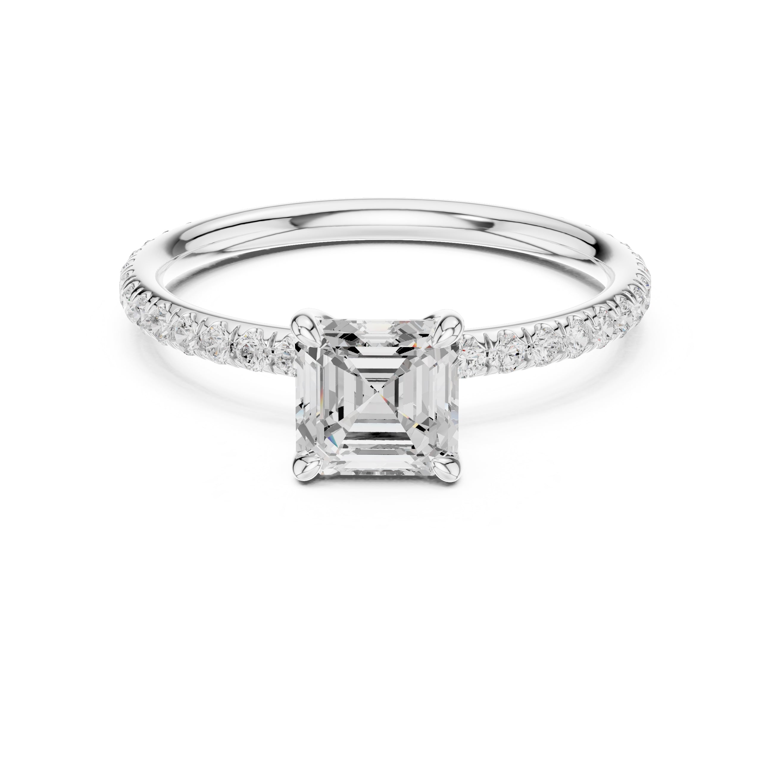 The Classic Pavé Solitaire 1ct White Gold Asscher