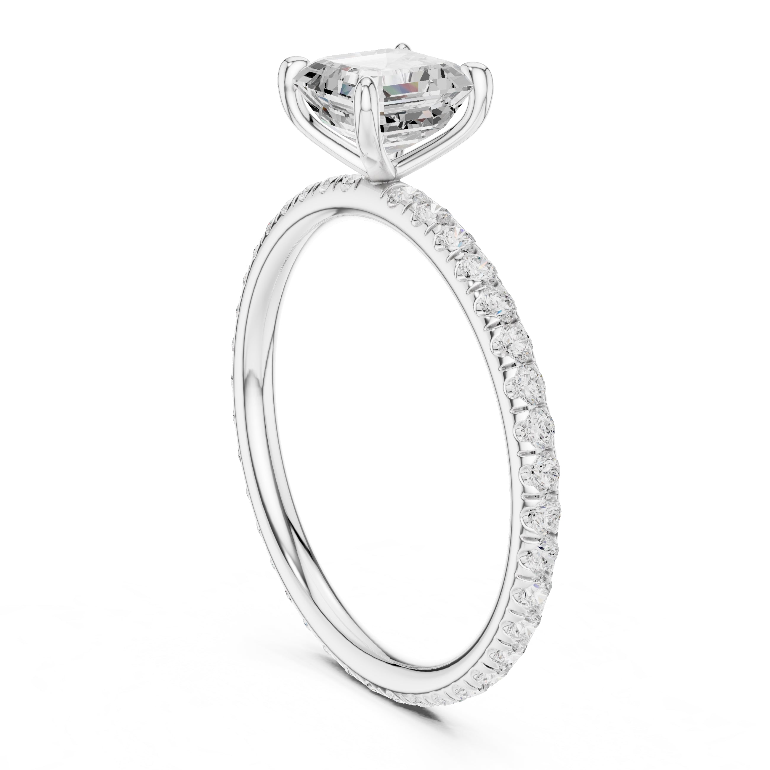 The Classic Pavé Solitaire 1ct White Gold Asscher