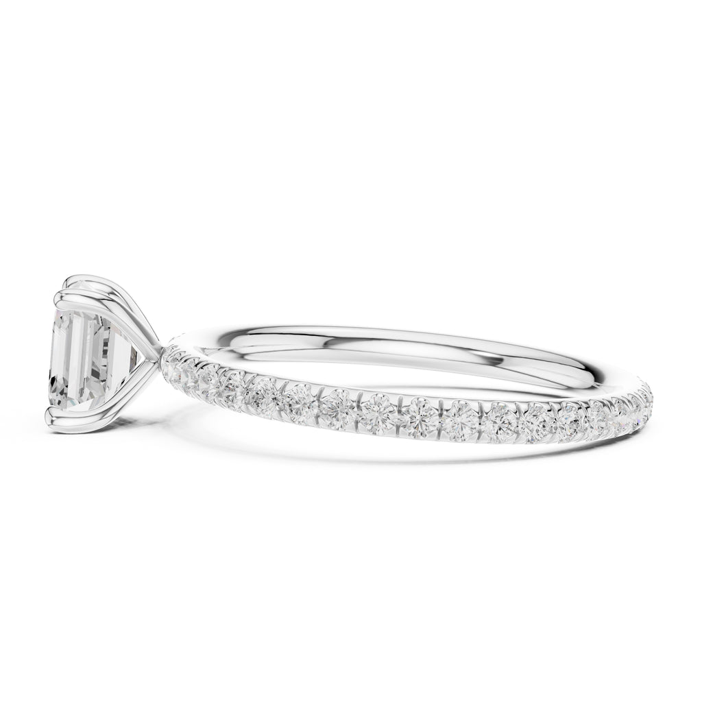 The Classic Pavé Solitaire 1ct White Gold Asscher