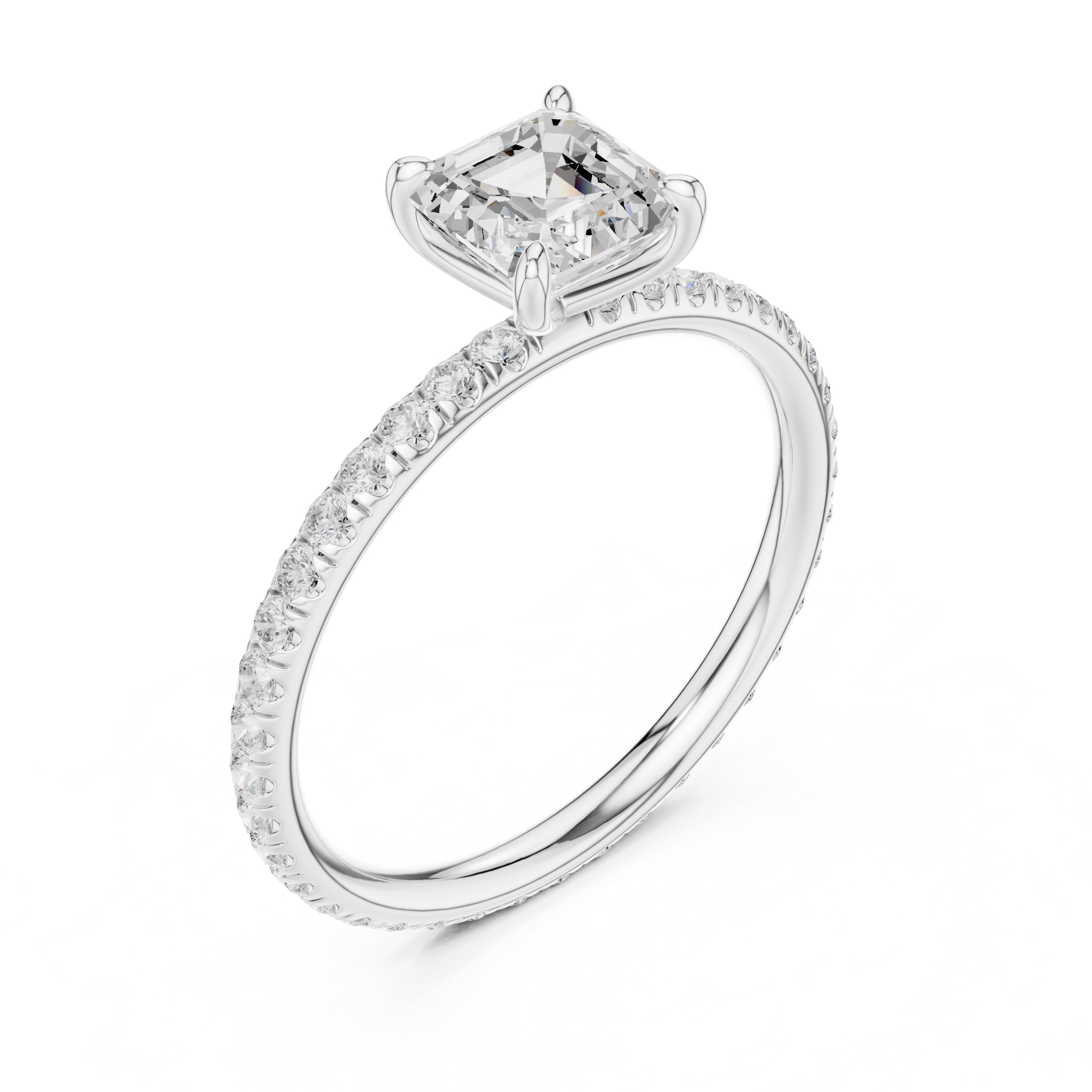 The Classic Pavé Solitaire 1ct White Gold Asscher