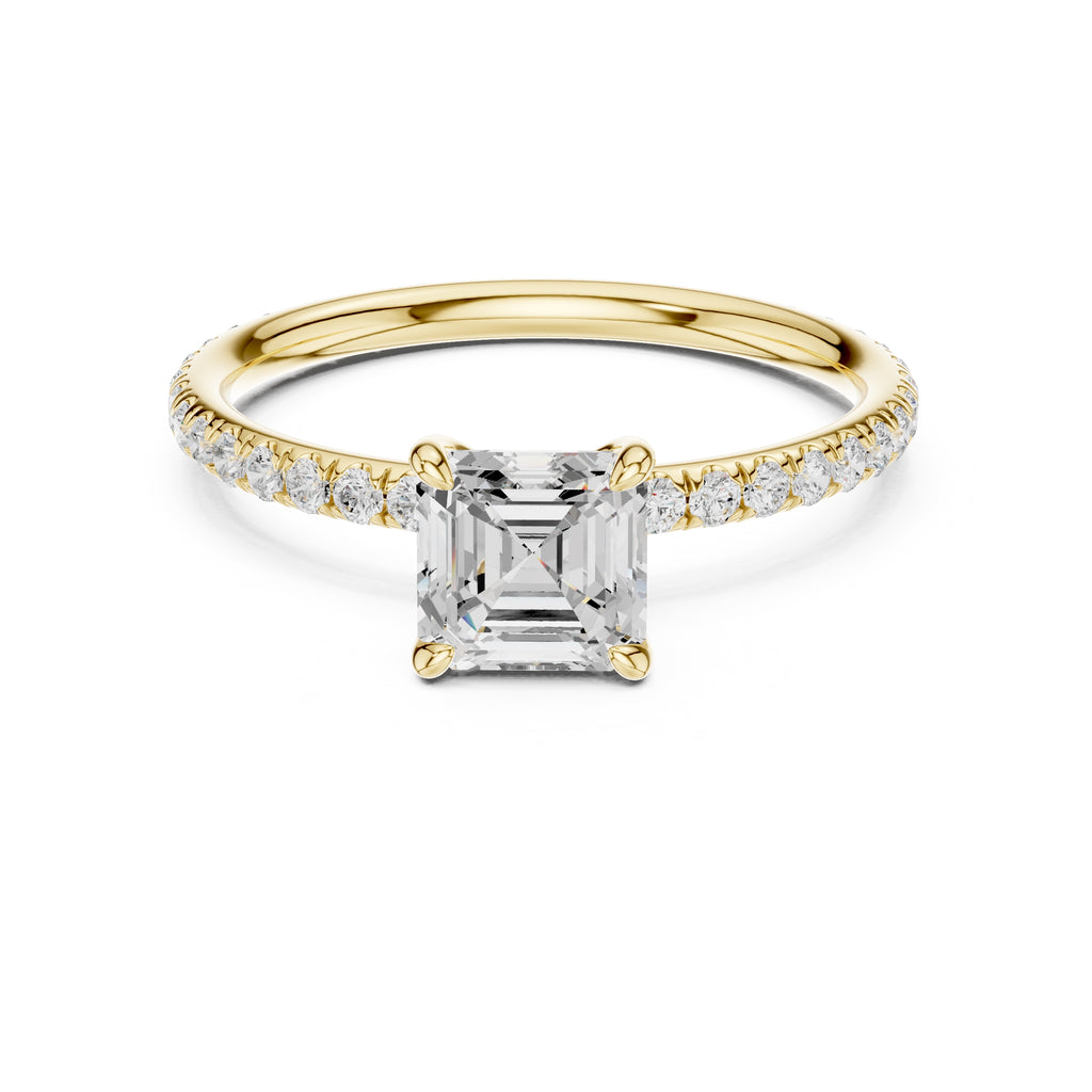The Classic Pavé Solitaire 1ct Yellow Gold Asscher
