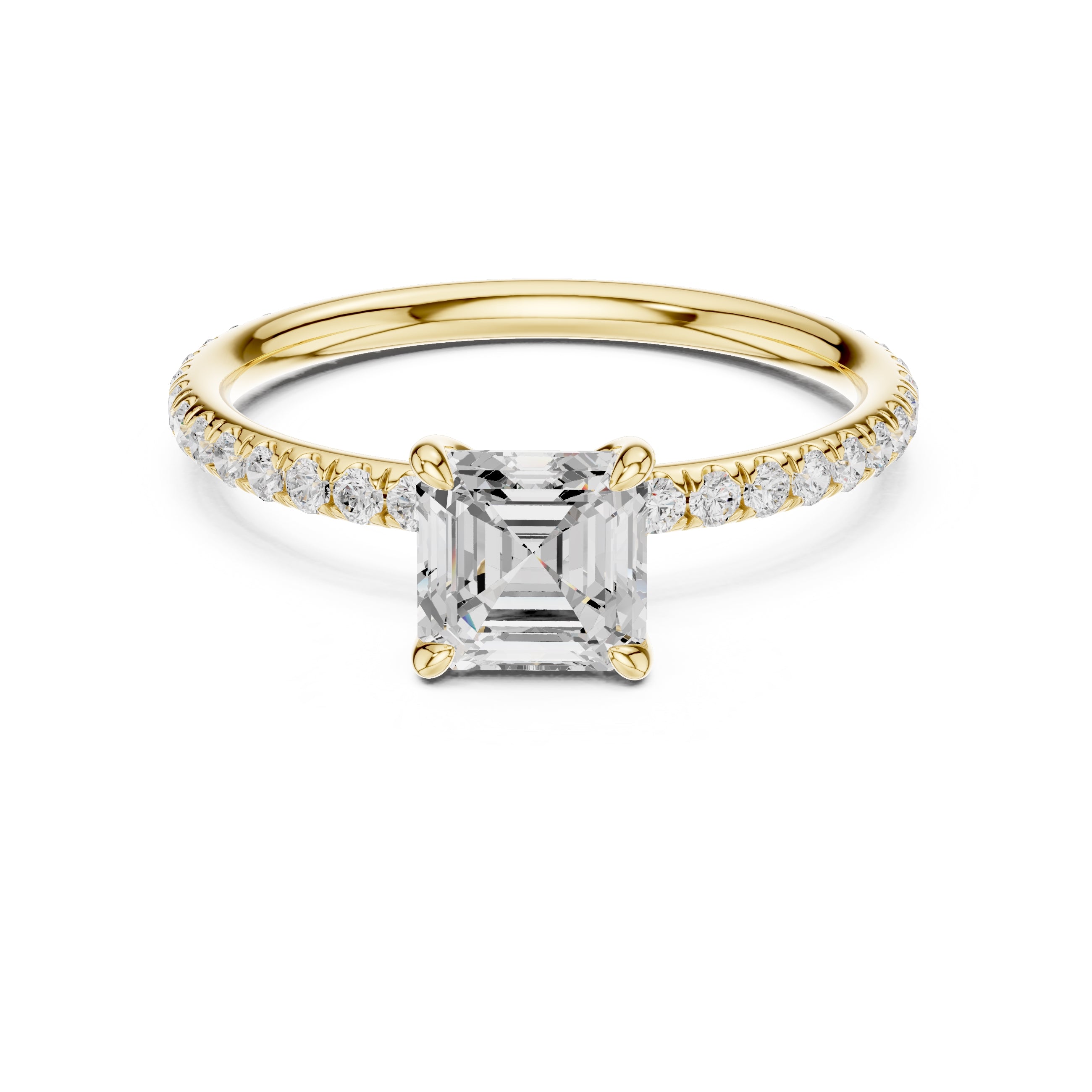 The Classic Pavé Solitaire 1ct Yellow Gold Asscher
