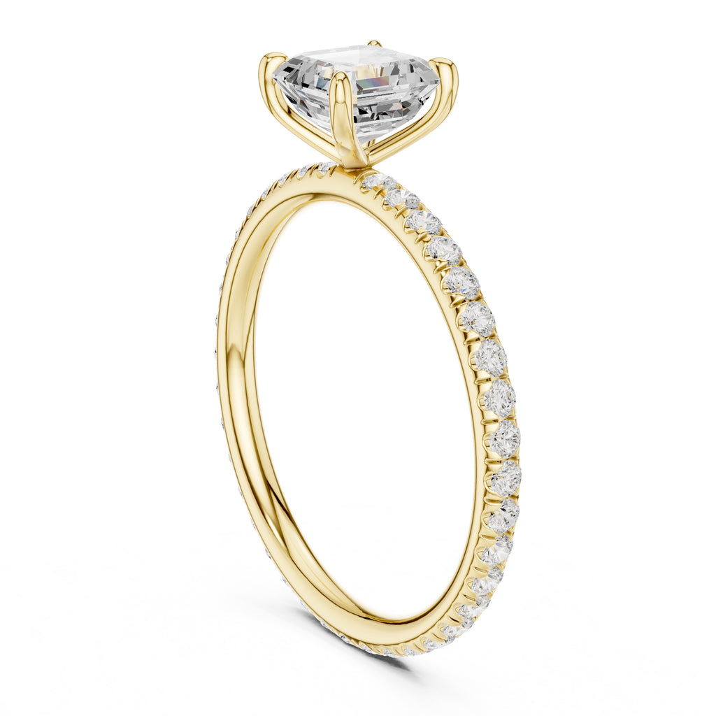 The Classic Pavé Solitaire 1ct Yellow Gold Asscher