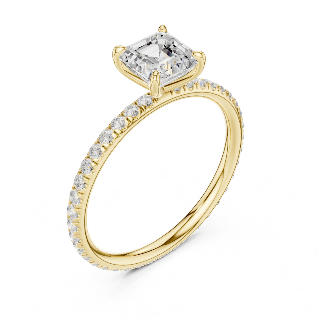 The Classic Pavé Solitaire 1ct Yellow Gold Asscher