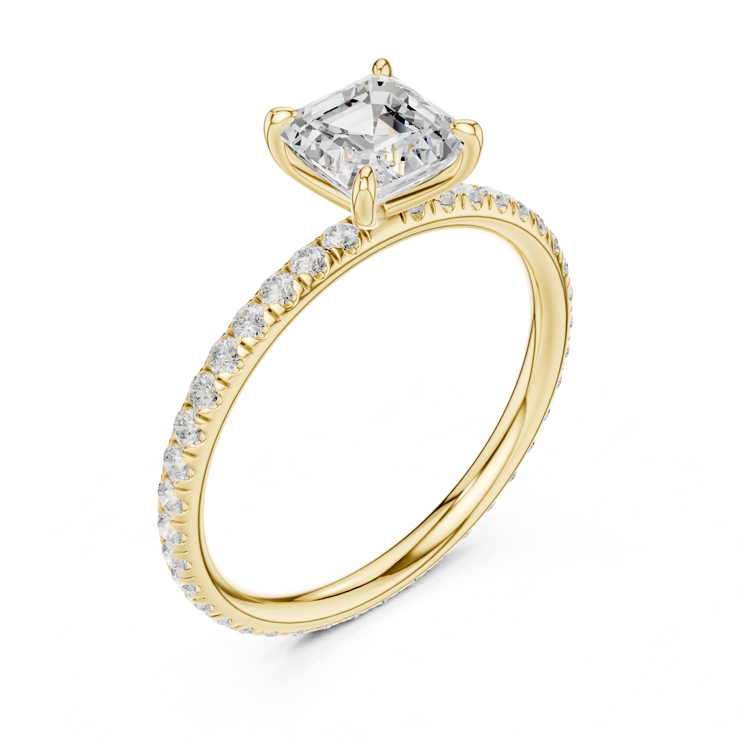 The Classic Pavé Solitaire 1ct Yellow Gold Asscher
