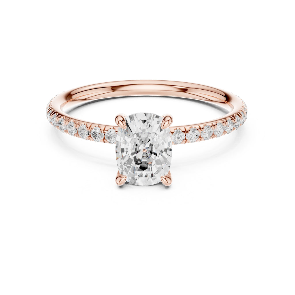 The Classic Pavé Solitaire 1ct Rose Gold Cushion