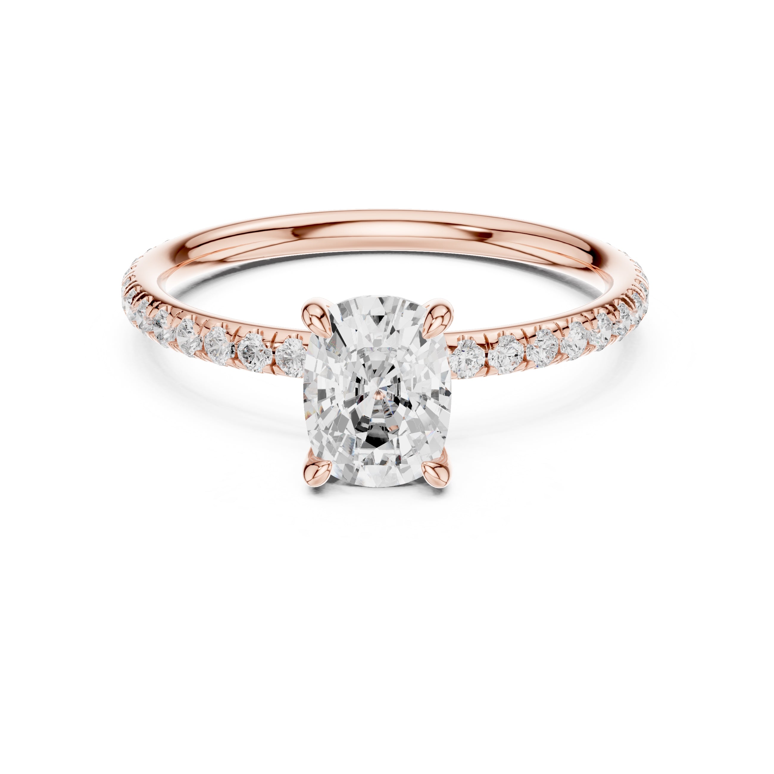 The Classic Pavé Solitaire 1ct Rose Gold Cushion