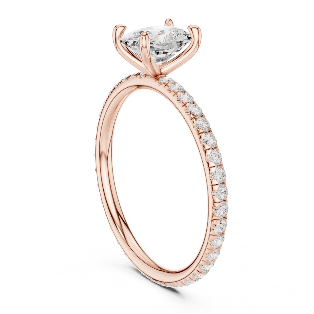 The Classic Pavé Solitaire 1ct Rose Gold Cushion