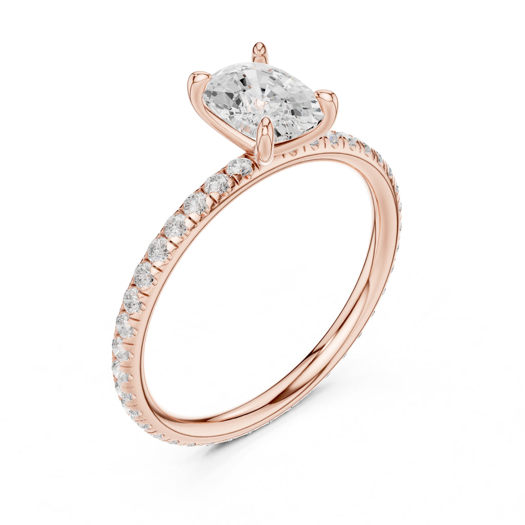 The Classic Pavé Solitaire 1ct Rose Gold Cushion