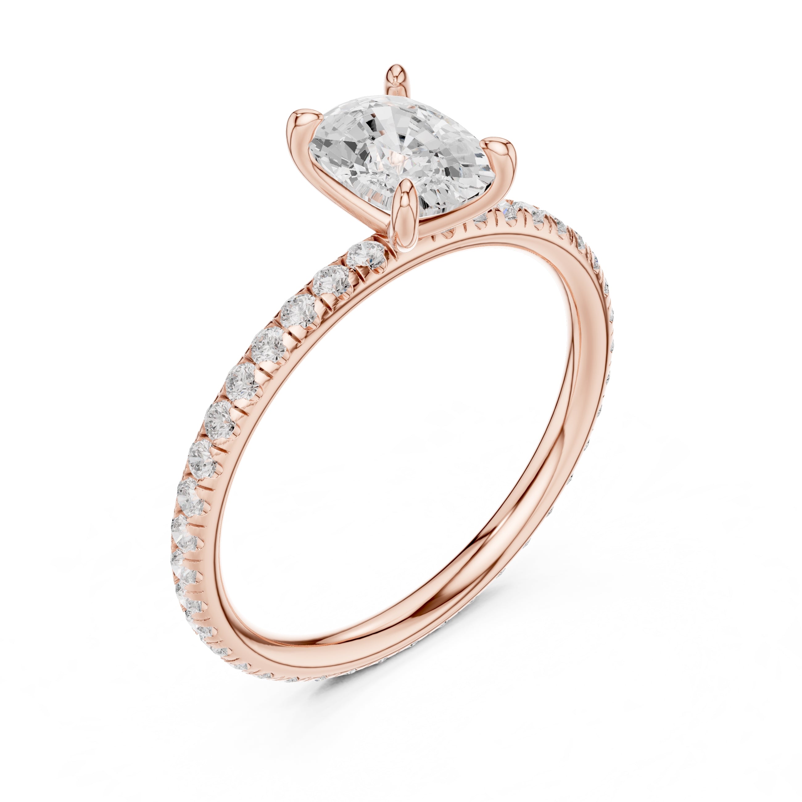 The Classic Pavé Solitaire 1ct Rose Gold Cushion