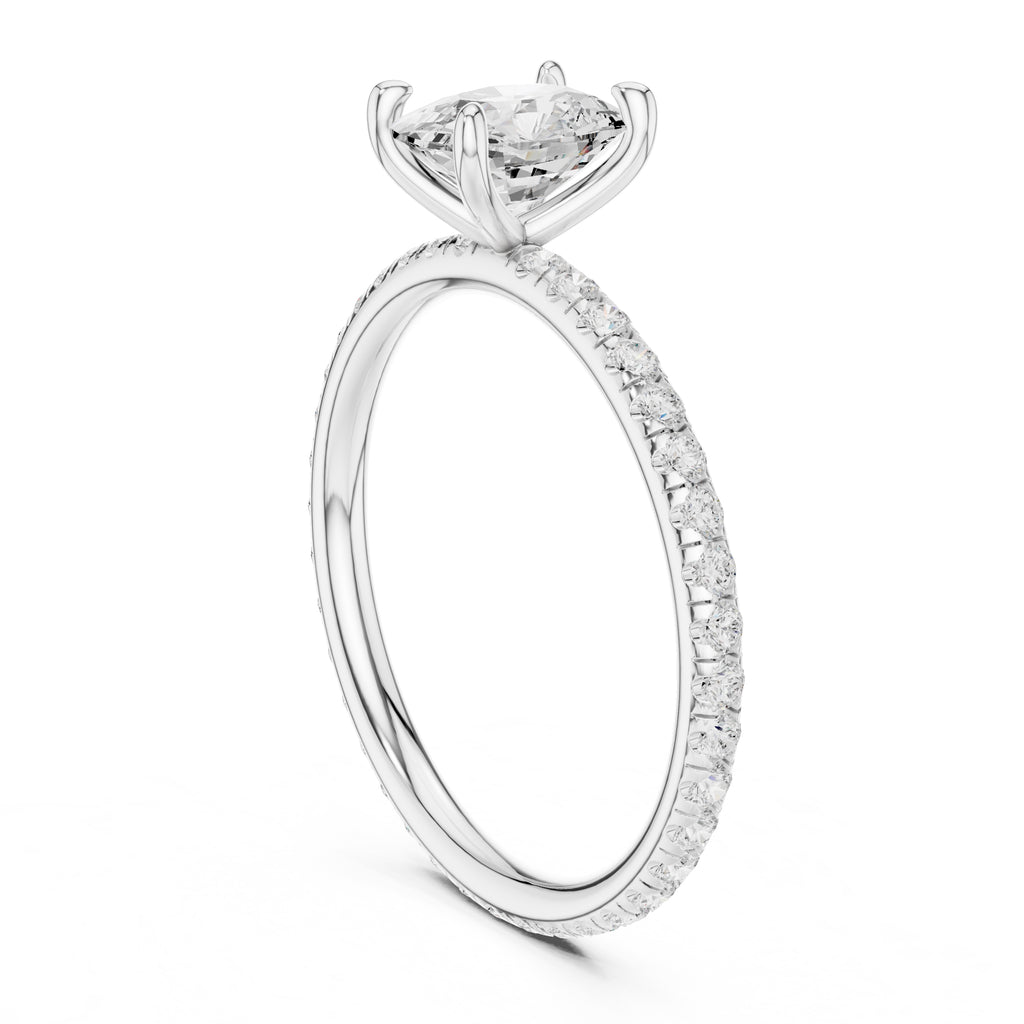 The Classic Pavé Solitaire 1ct White Gold Cushion