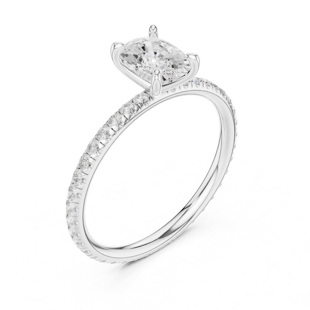 The Classic Pavé Solitaire 1ct White Gold Cushion