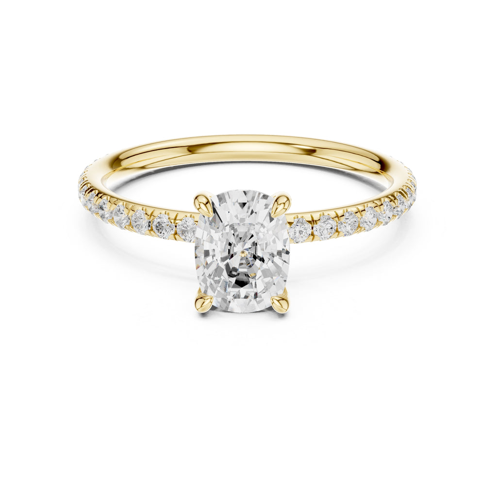 The Classic Pavé Solitaire 1ct Yellow Gold Cushion