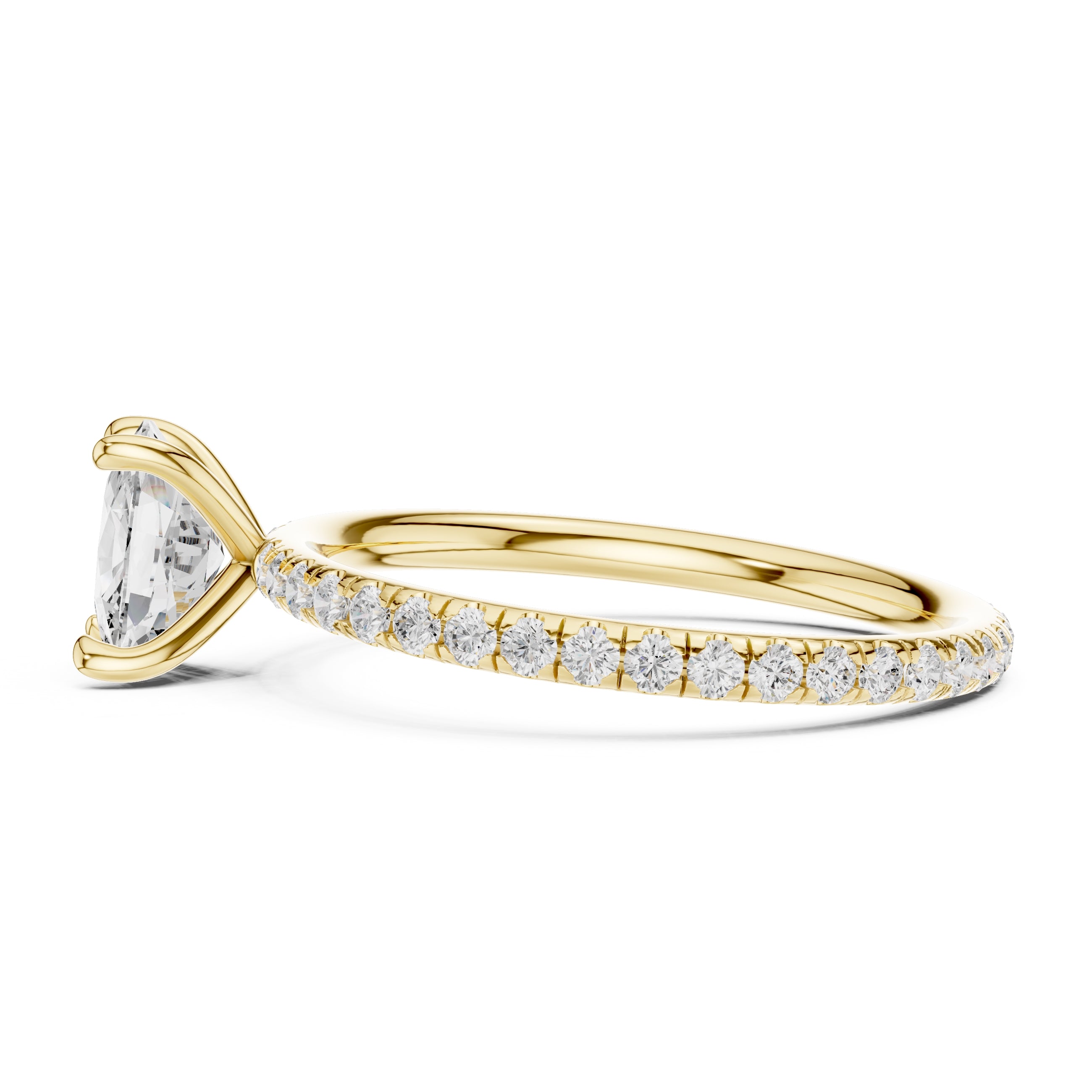 The Classic Pavé Solitaire 1ct Yellow Gold Cushion