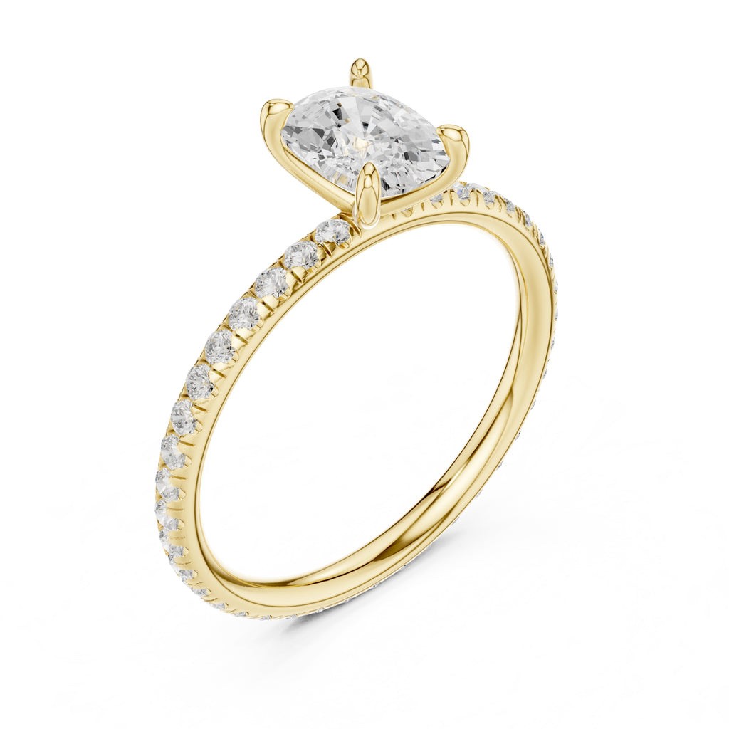 The Classic Pavé Solitaire 1ct Yellow Gold Cushion