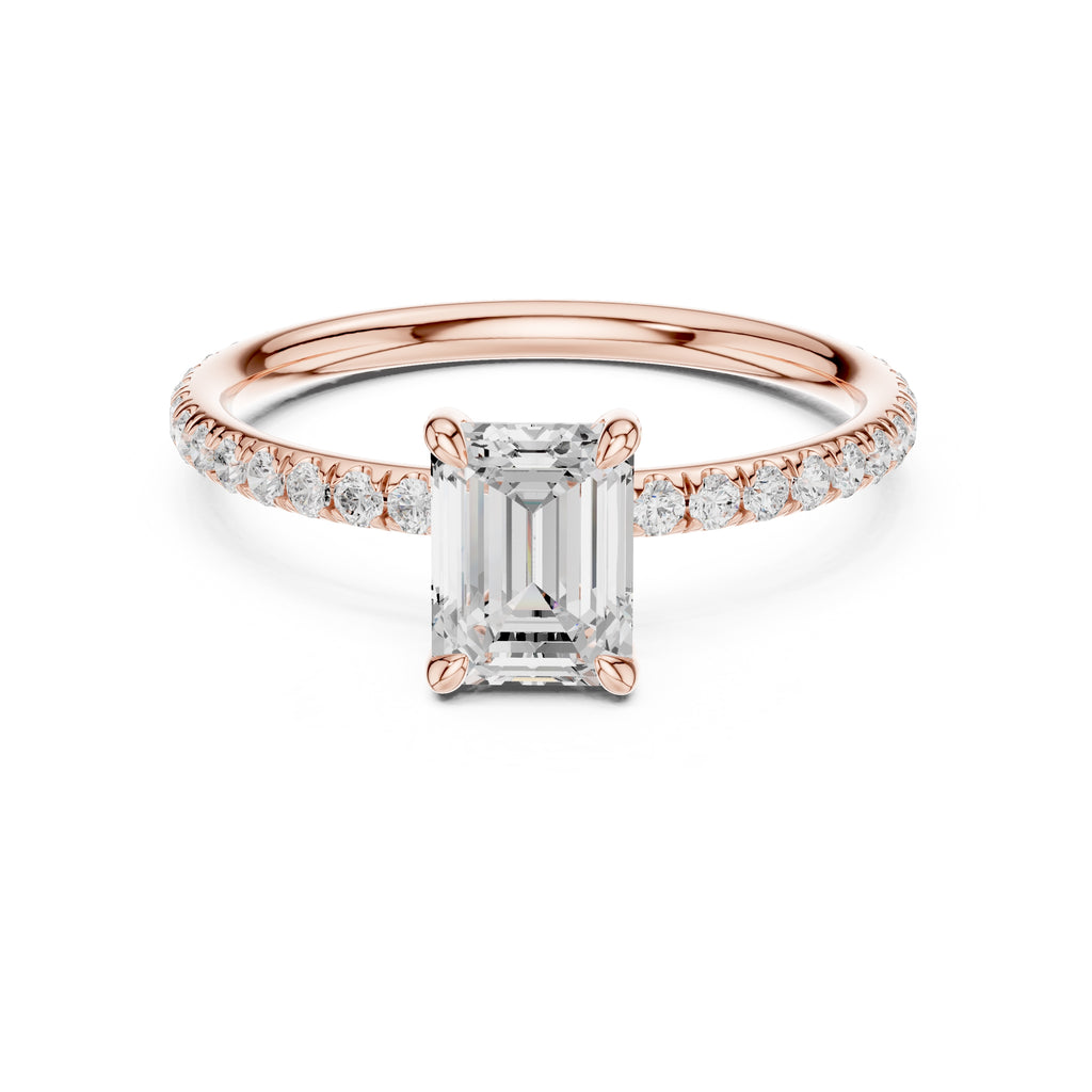 The Classic Pavé Solitaire 1ct Rose Gold Emerald