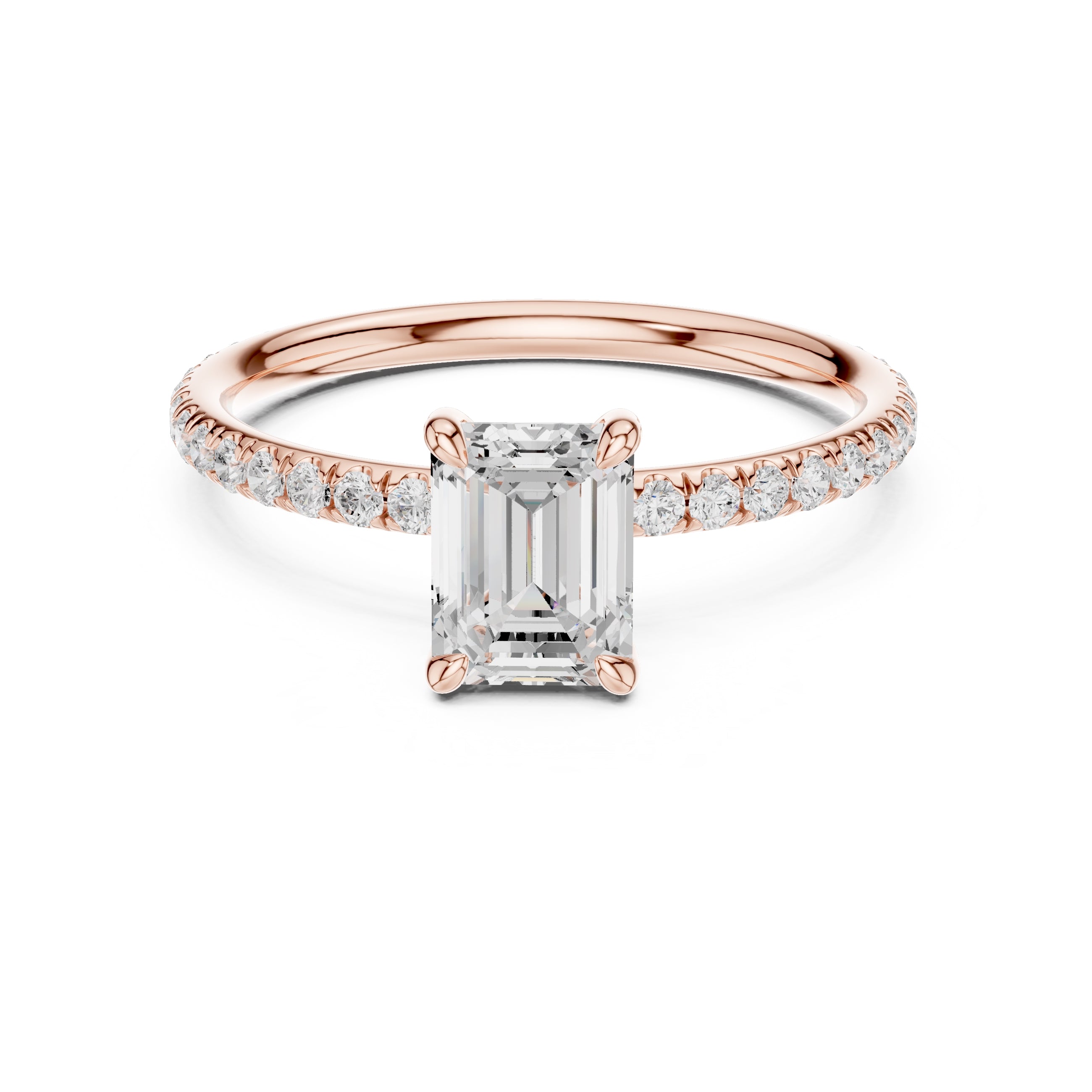 The Classic Pavé Solitaire 1ct Rose Gold Emerald