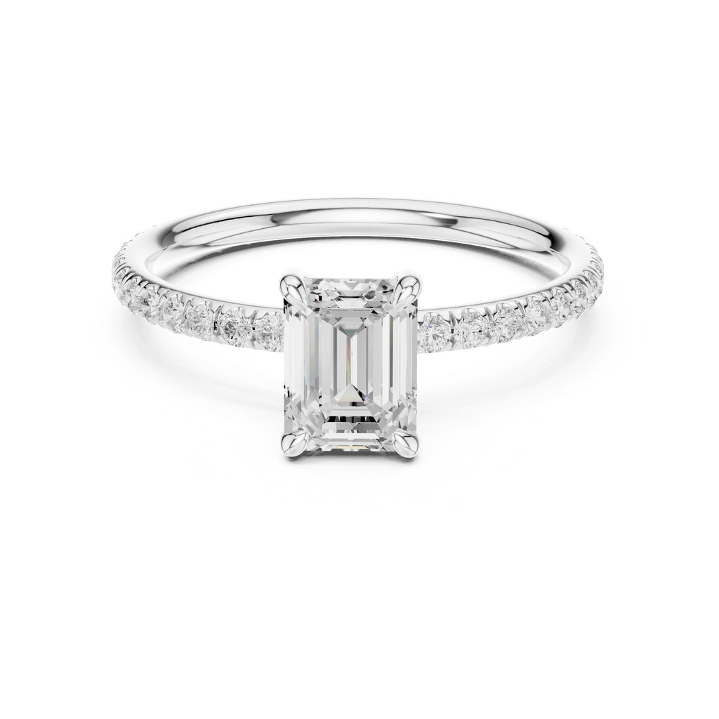 The Classic Pavé Solitaire 1ct White Gold Emerald