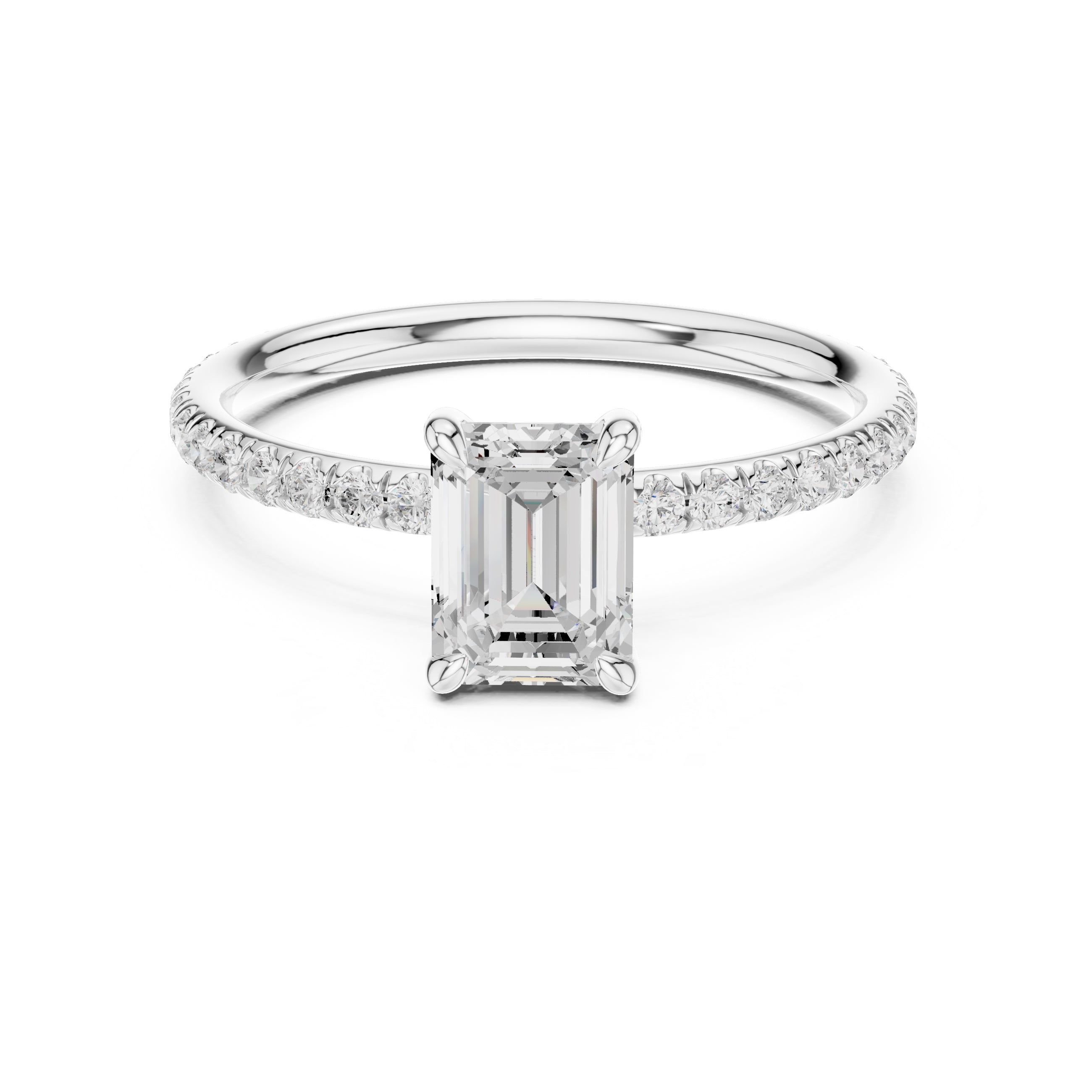 The Classic Pavé Solitaire 1ct White Gold Emerald