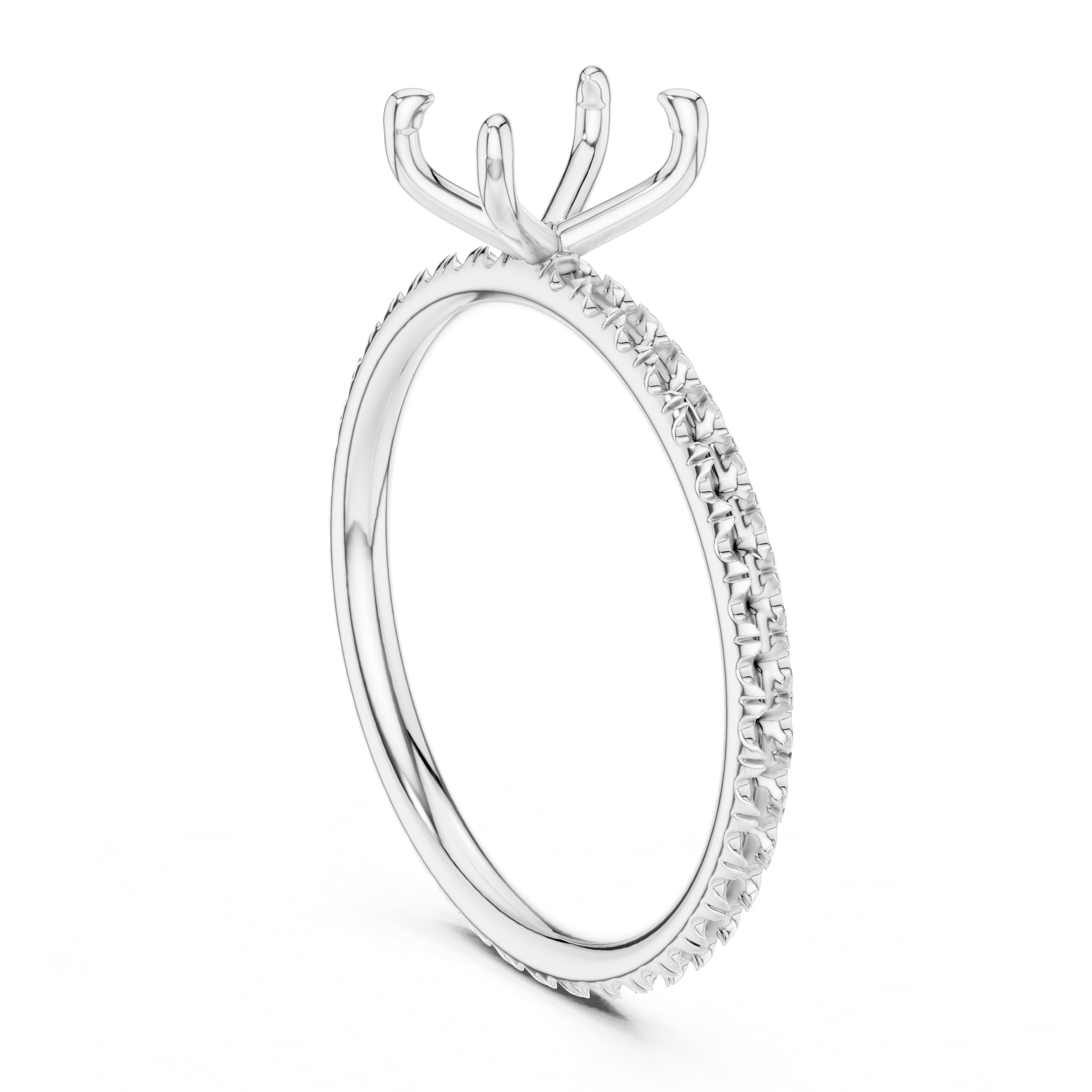 The Classic Pavé Solitaire 1ct White Gold Emerald