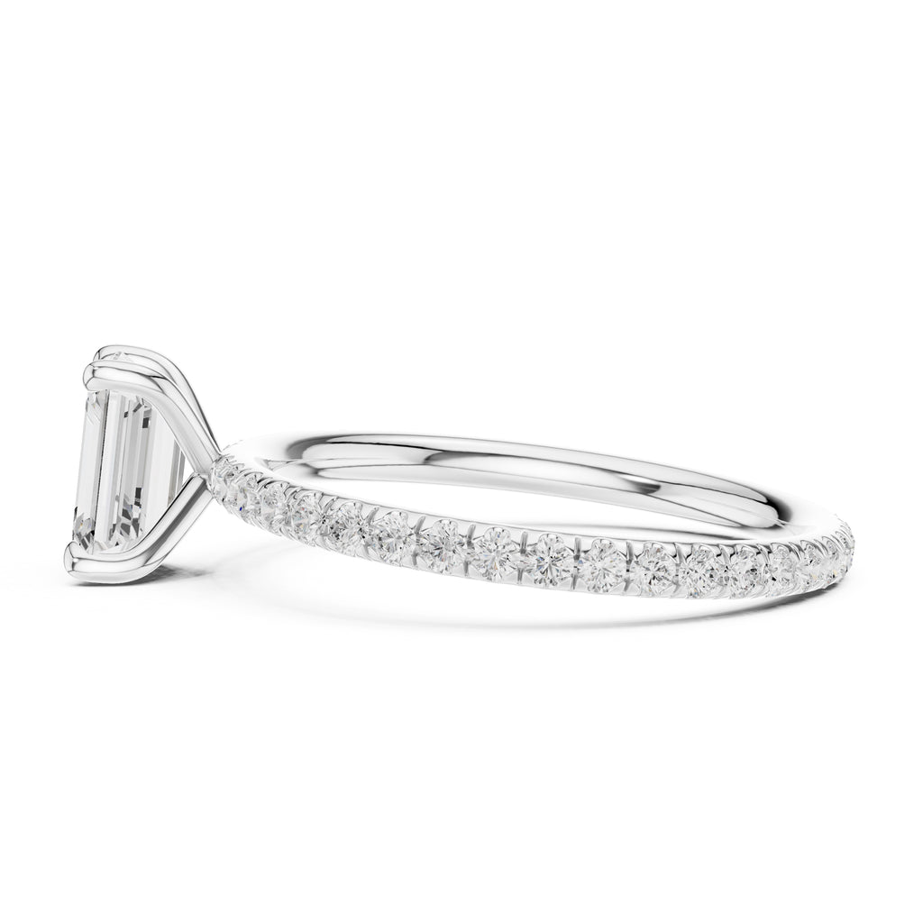 The Classic Pavé Solitaire 1ct White Gold Emerald