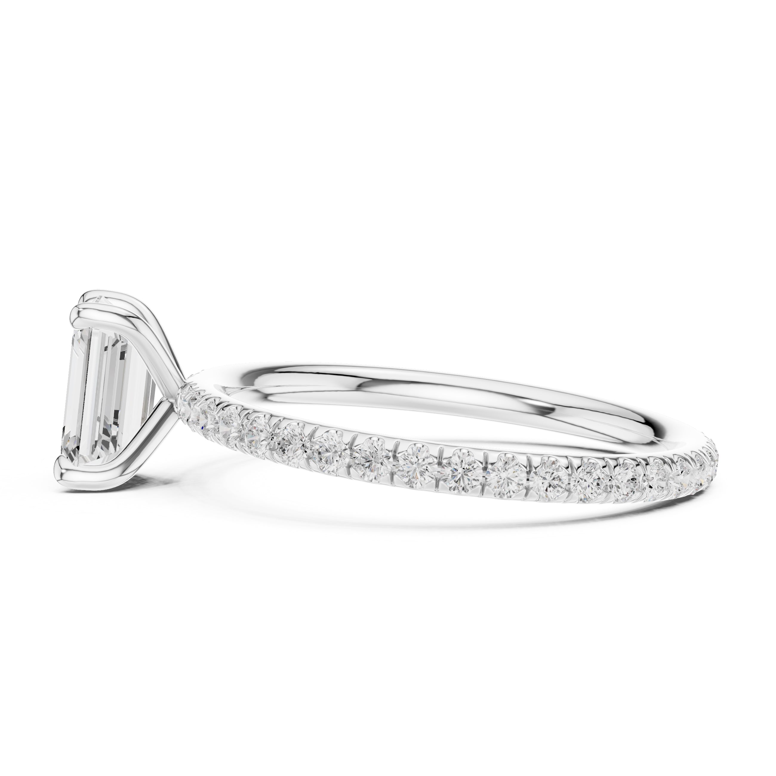 The Classic Pavé Solitaire 1ct White Gold Emerald