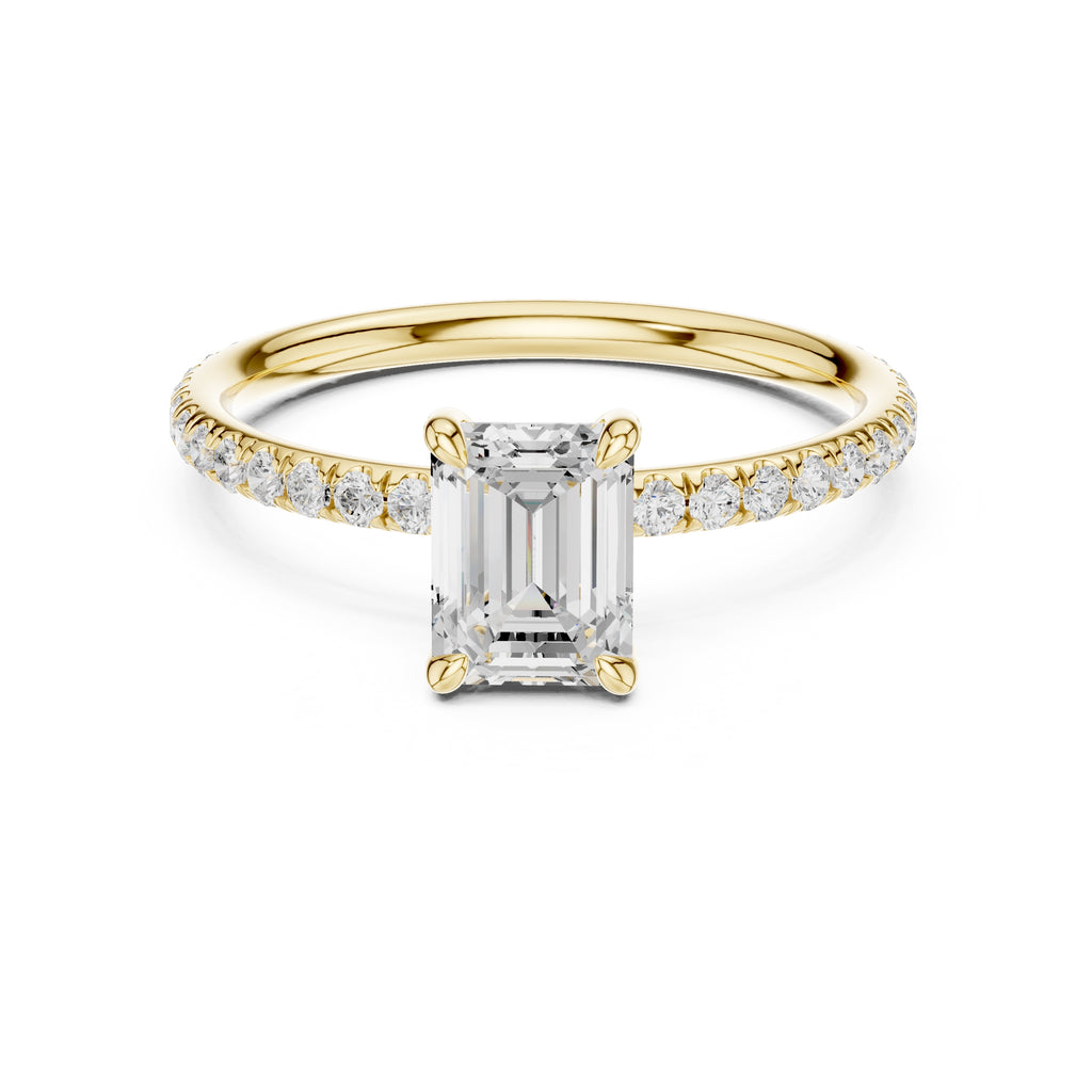 The Classic Pavé Solitaire 1ct Yellow Gold Emerald