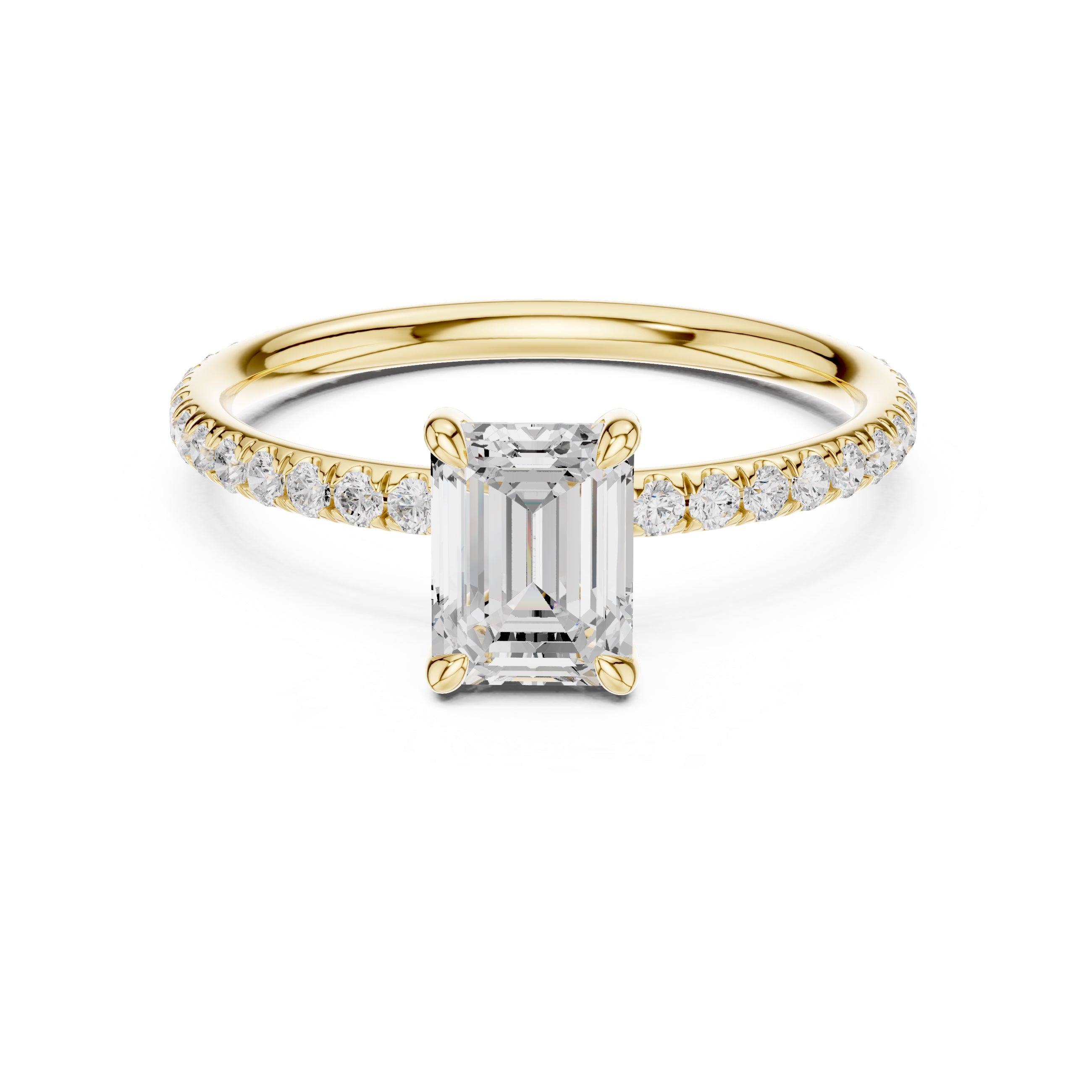 The Classic Pavé Solitaire 1ct Yellow Gold Emerald