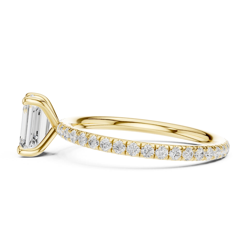 The Classic Pavé Solitaire 1ct Yellow Gold Emerald
