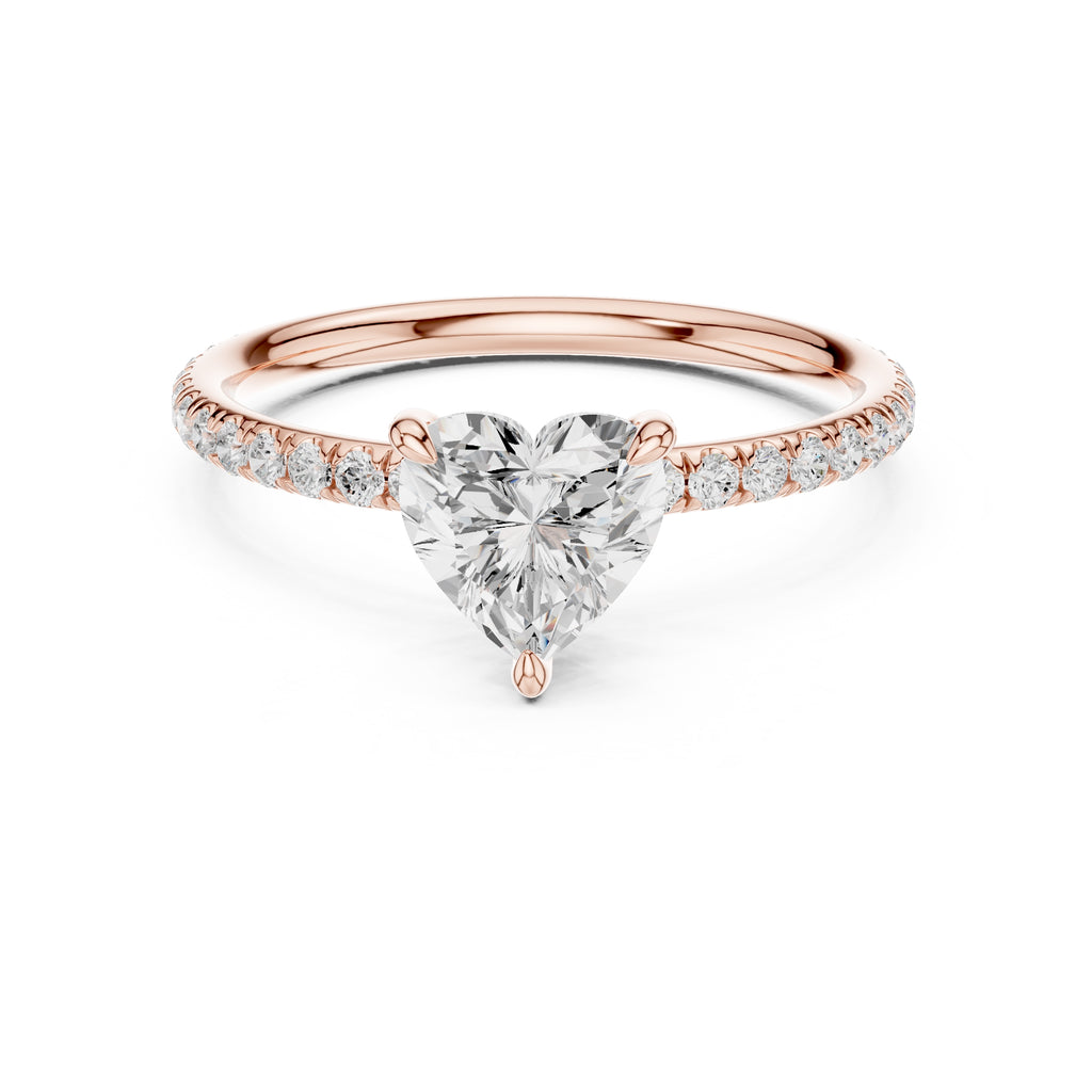 The Classic Pavé Solitaire 1ct Rose Gold Heart