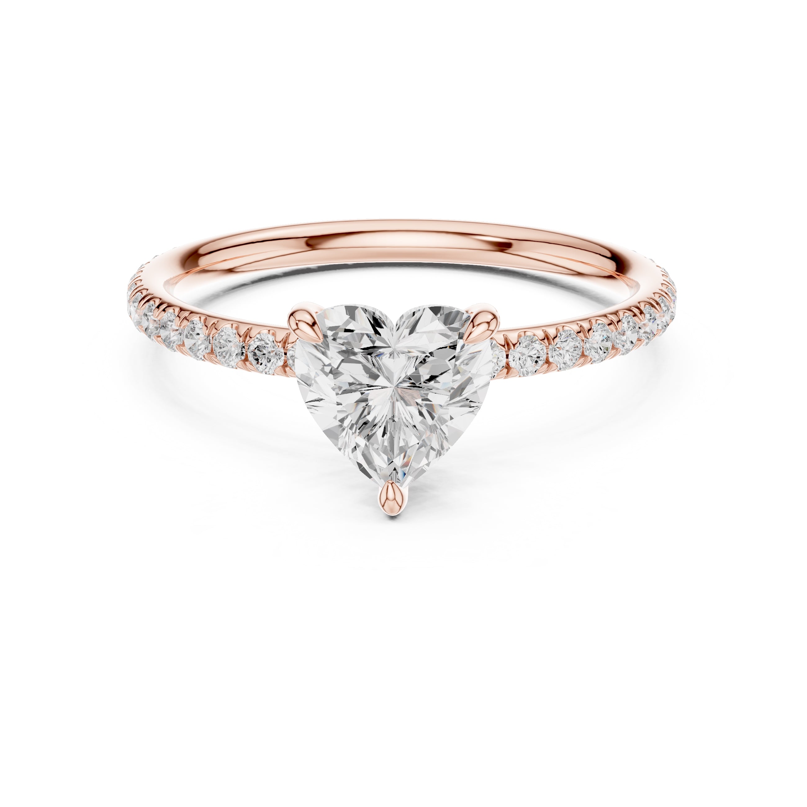 The Classic Pavé Solitaire 1ct Rose Gold Heart