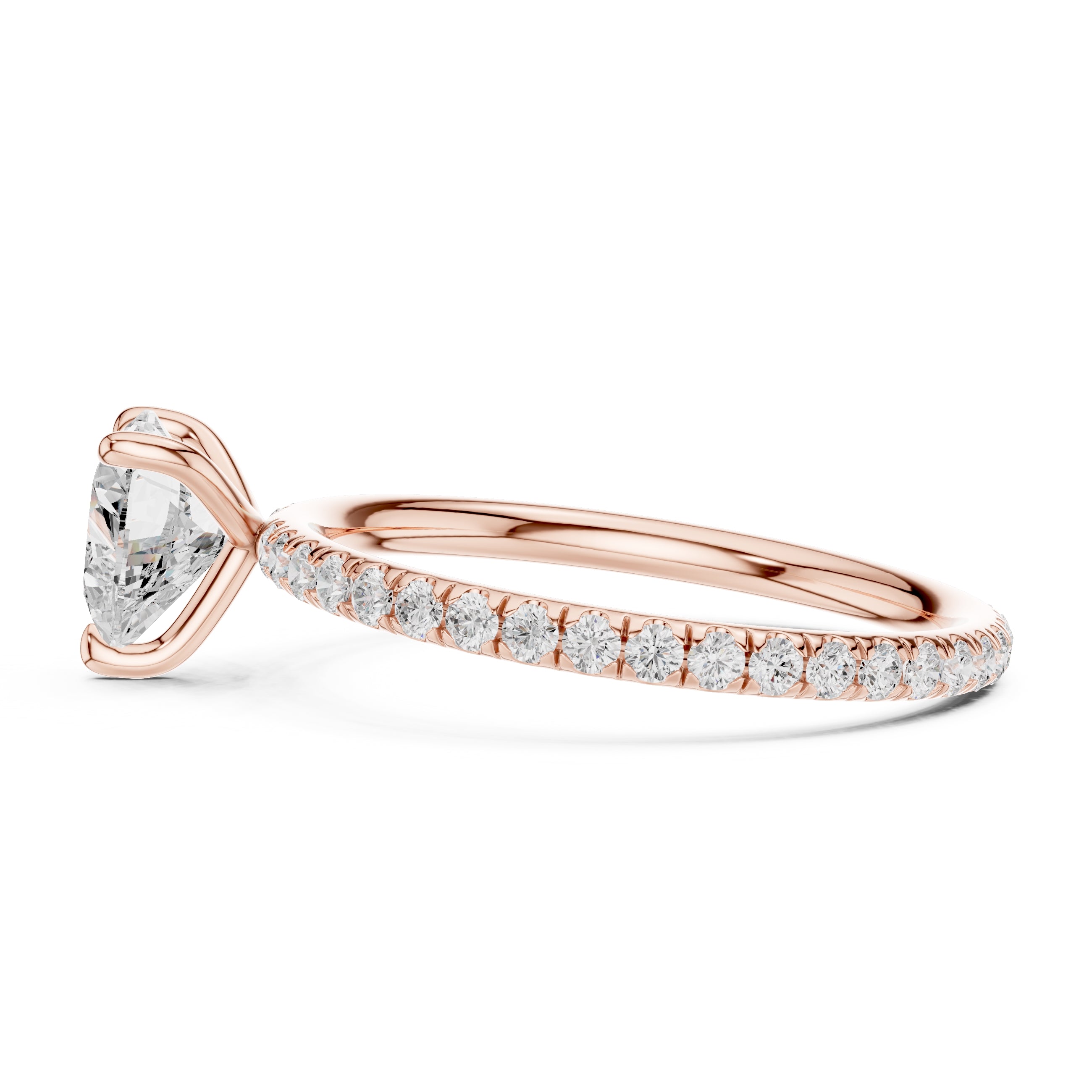 The Classic Pavé Solitaire 1ct Rose Gold Heart