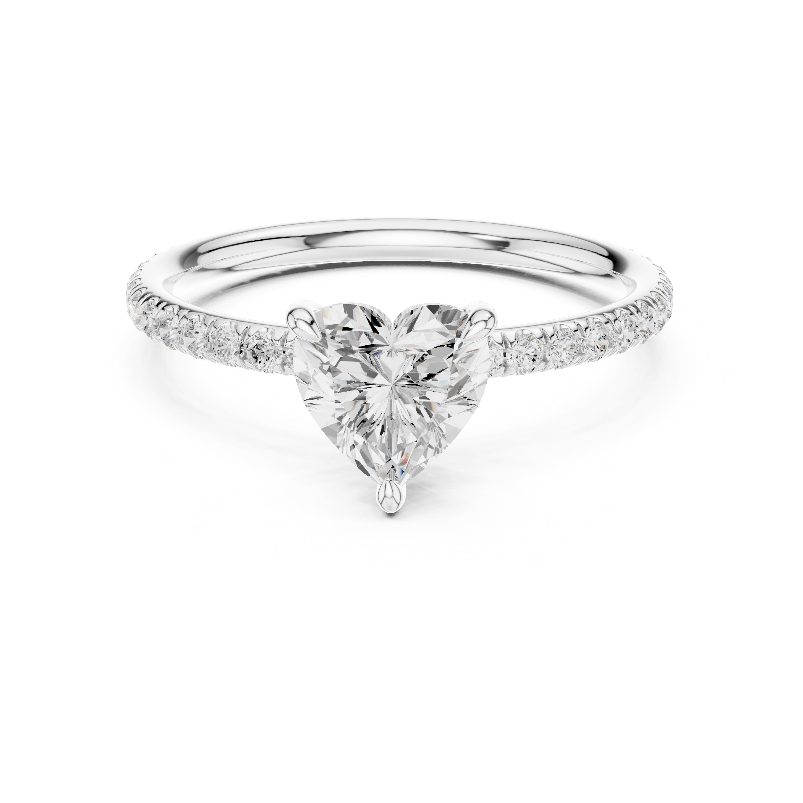 The Classic Pavé Solitaire 1ct White Gold Heart