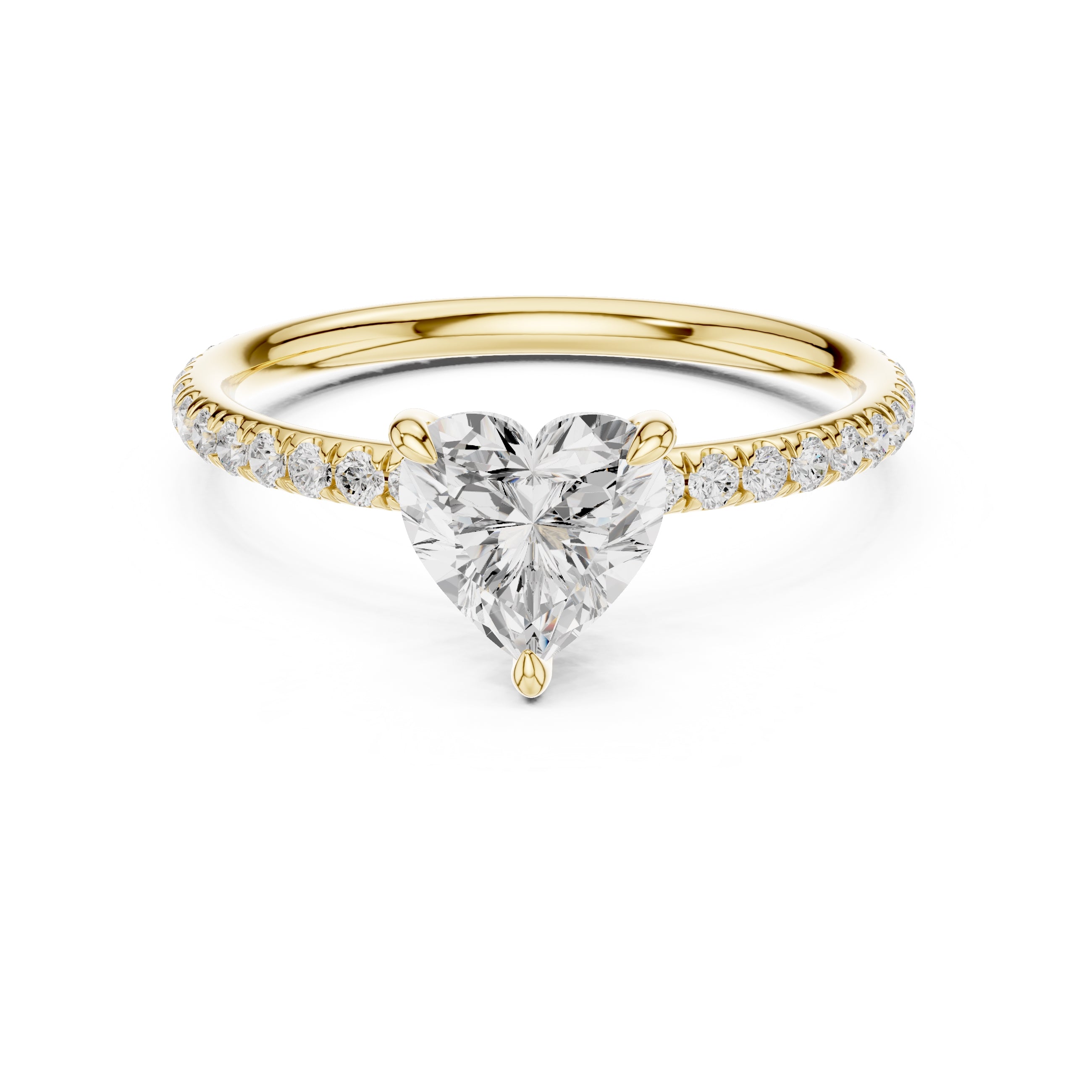 The Classic Pavé Solitaire 1ct Yellow Gold Heart