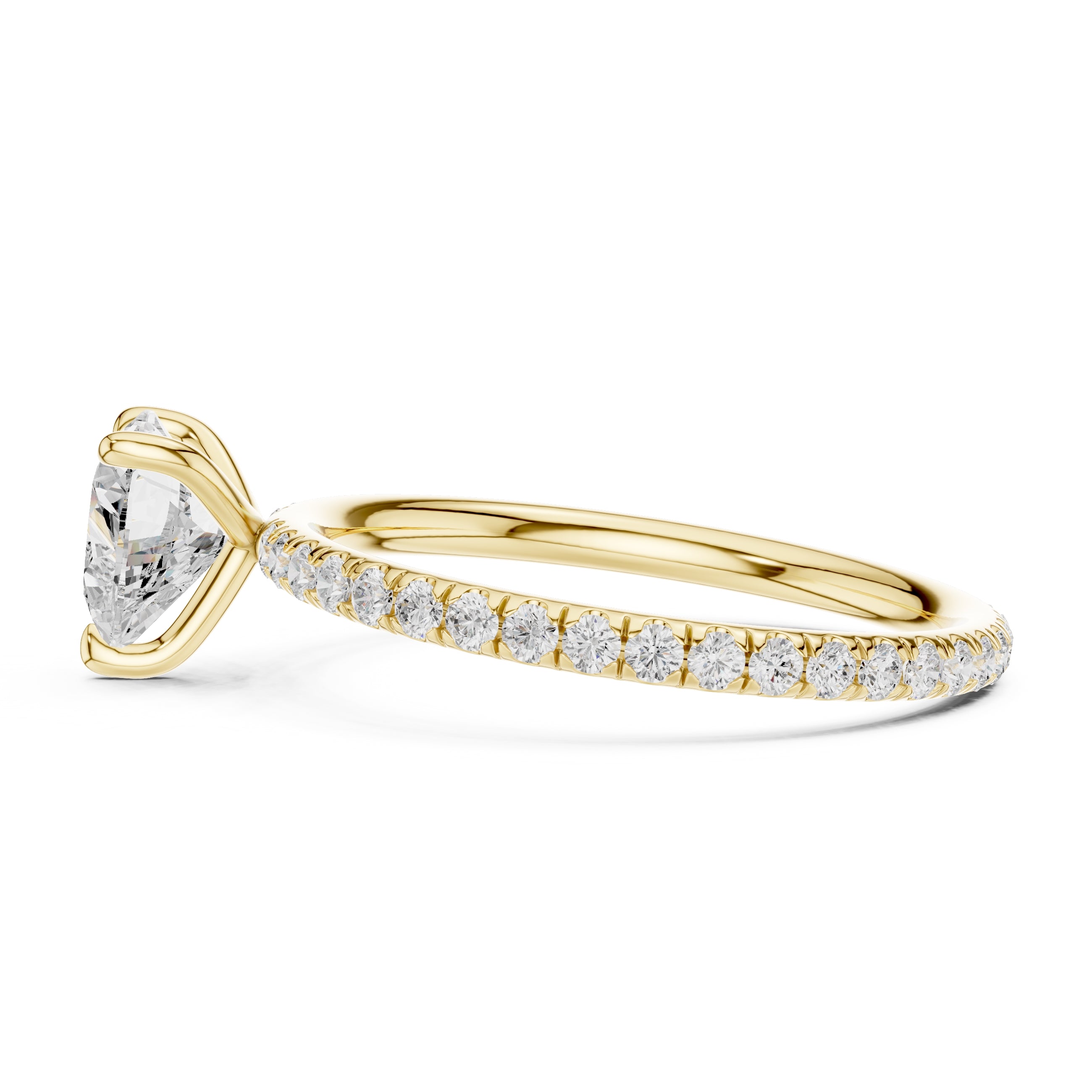 The Classic Pavé Solitaire 1ct Yellow Gold Heart
