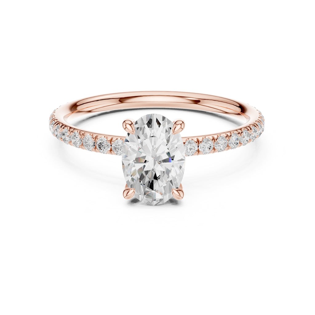 The Classic Pavé Solitaire 1ct Rose Gold Oval