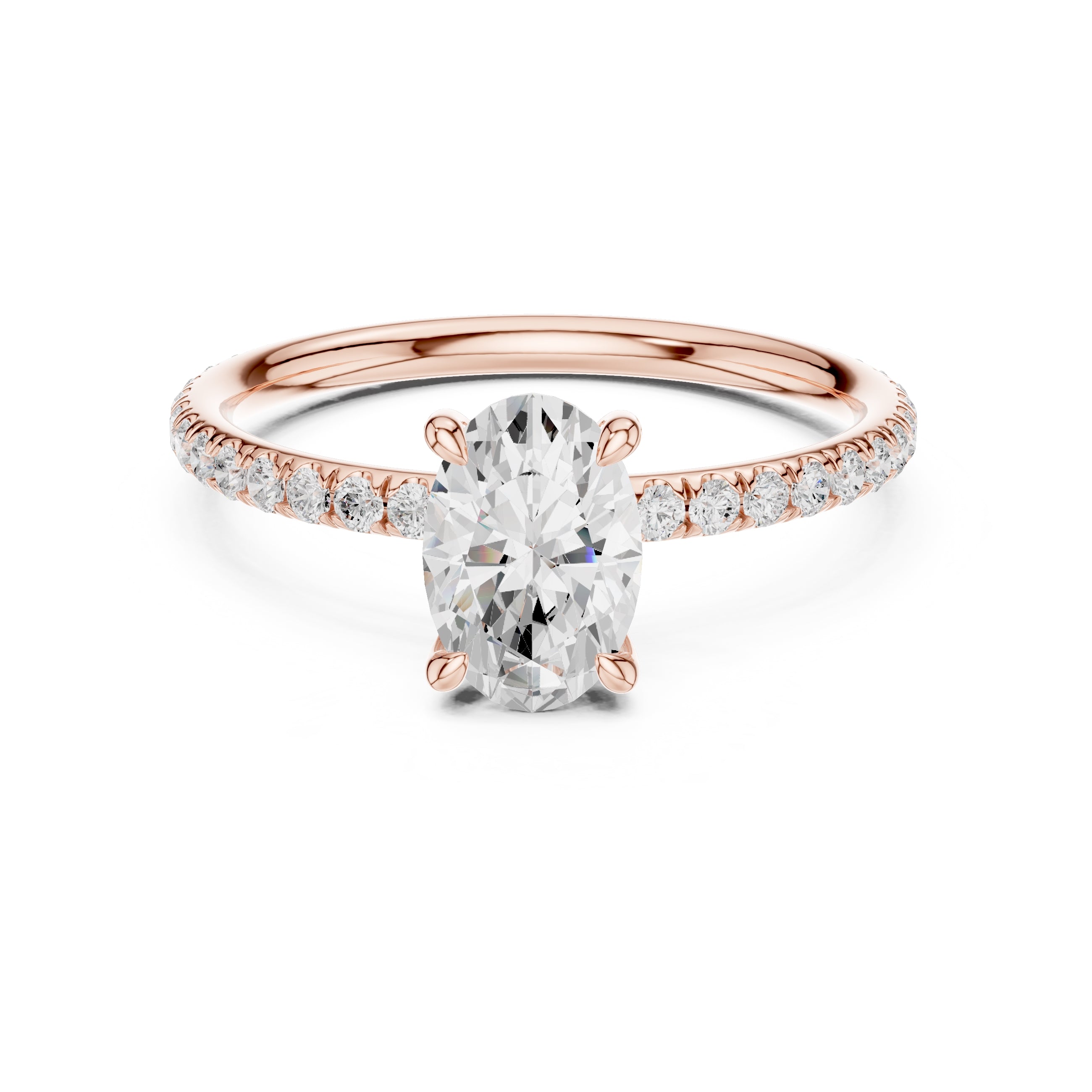 The Classic Pavé Solitaire 1ct Rose Gold Oval