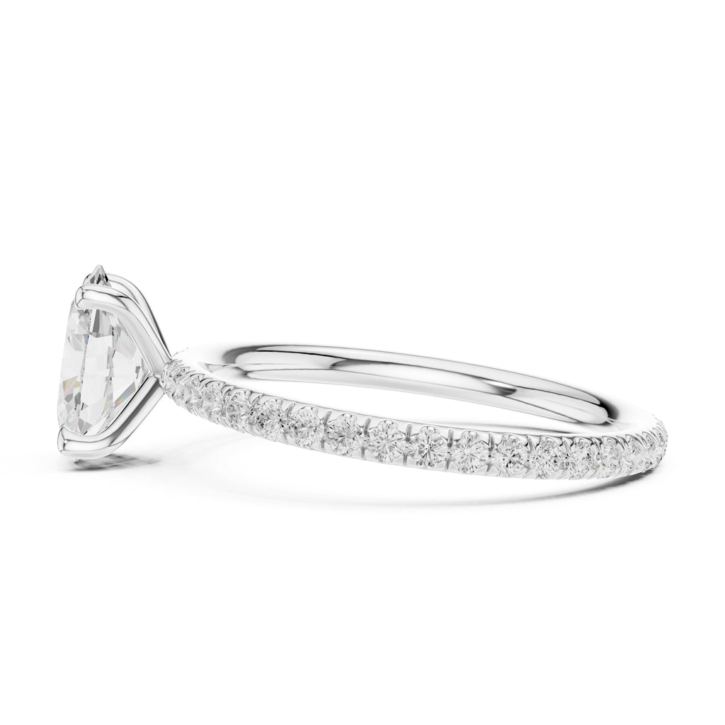 The Classic Pavé Solitaire 1ct White Gold Oval