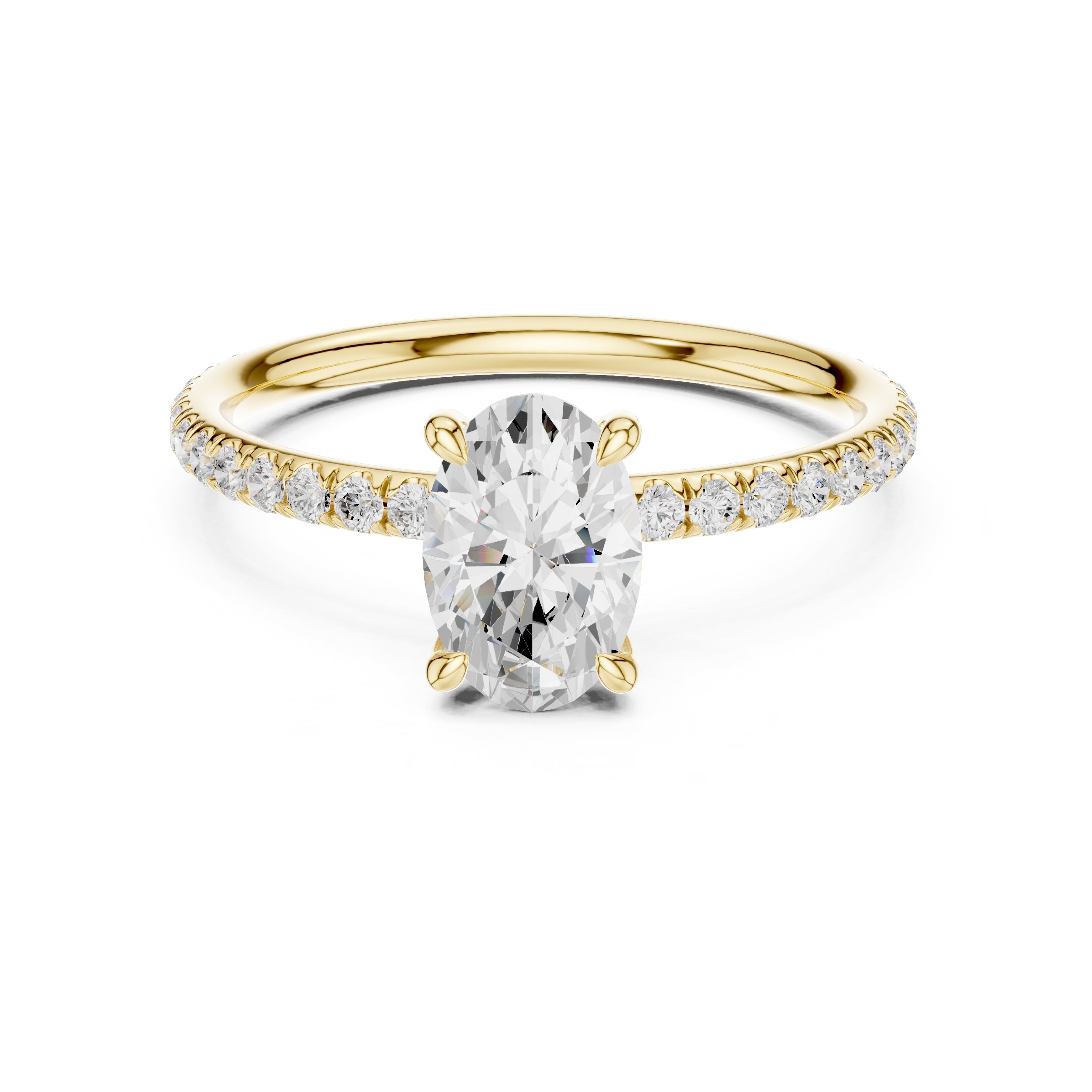 The Classic Pavé Solitaire 1ct Yellow Gold Oval