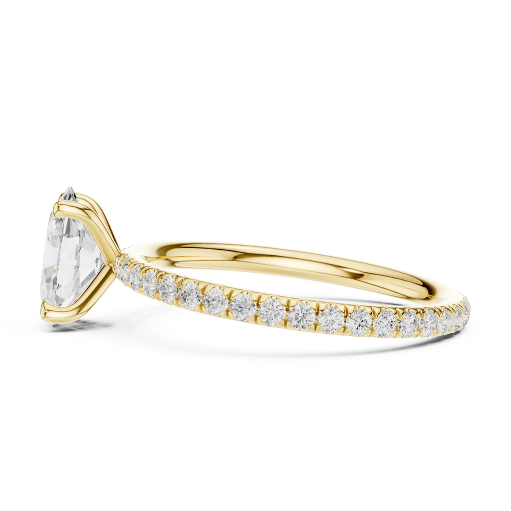 The Classic Pavé Solitaire 1ct Yellow Gold Oval
