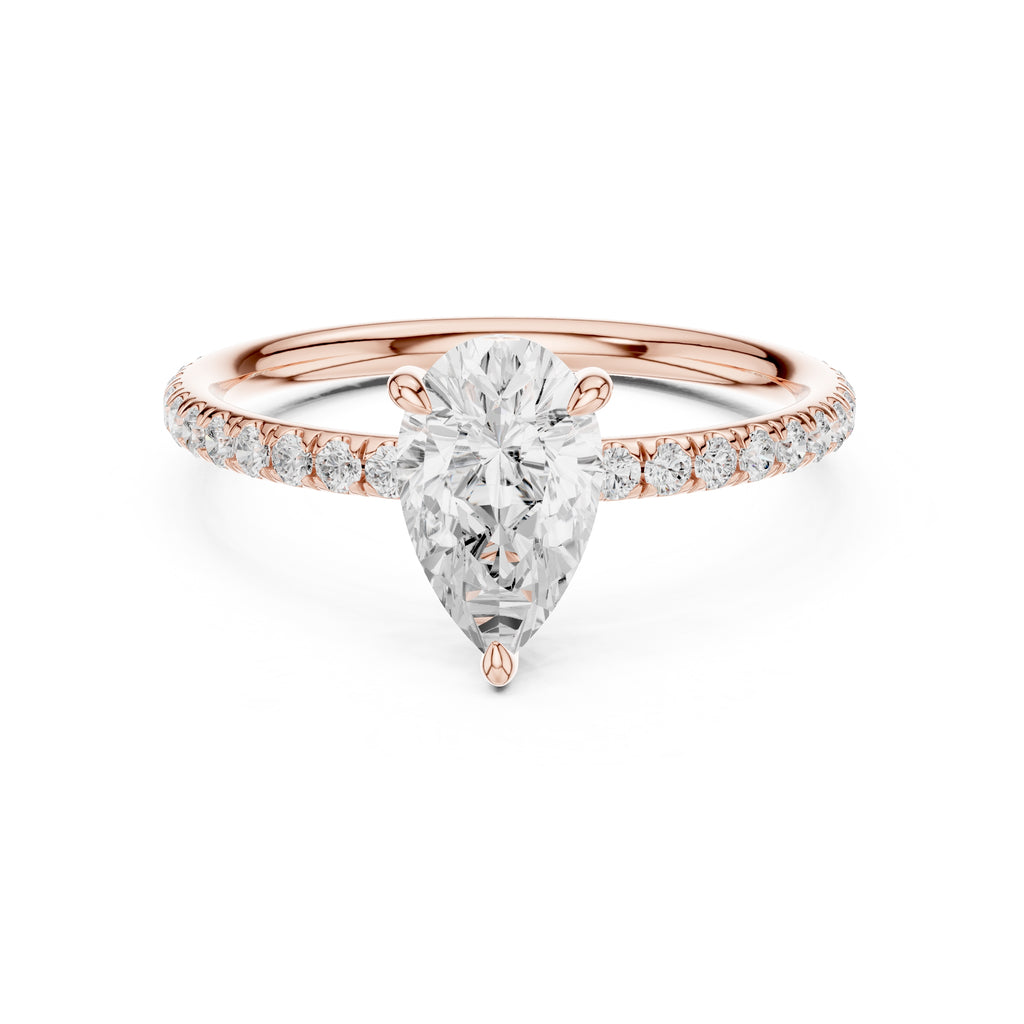 The Classic Pavé Solitaire 1ct Rose Gold Pear