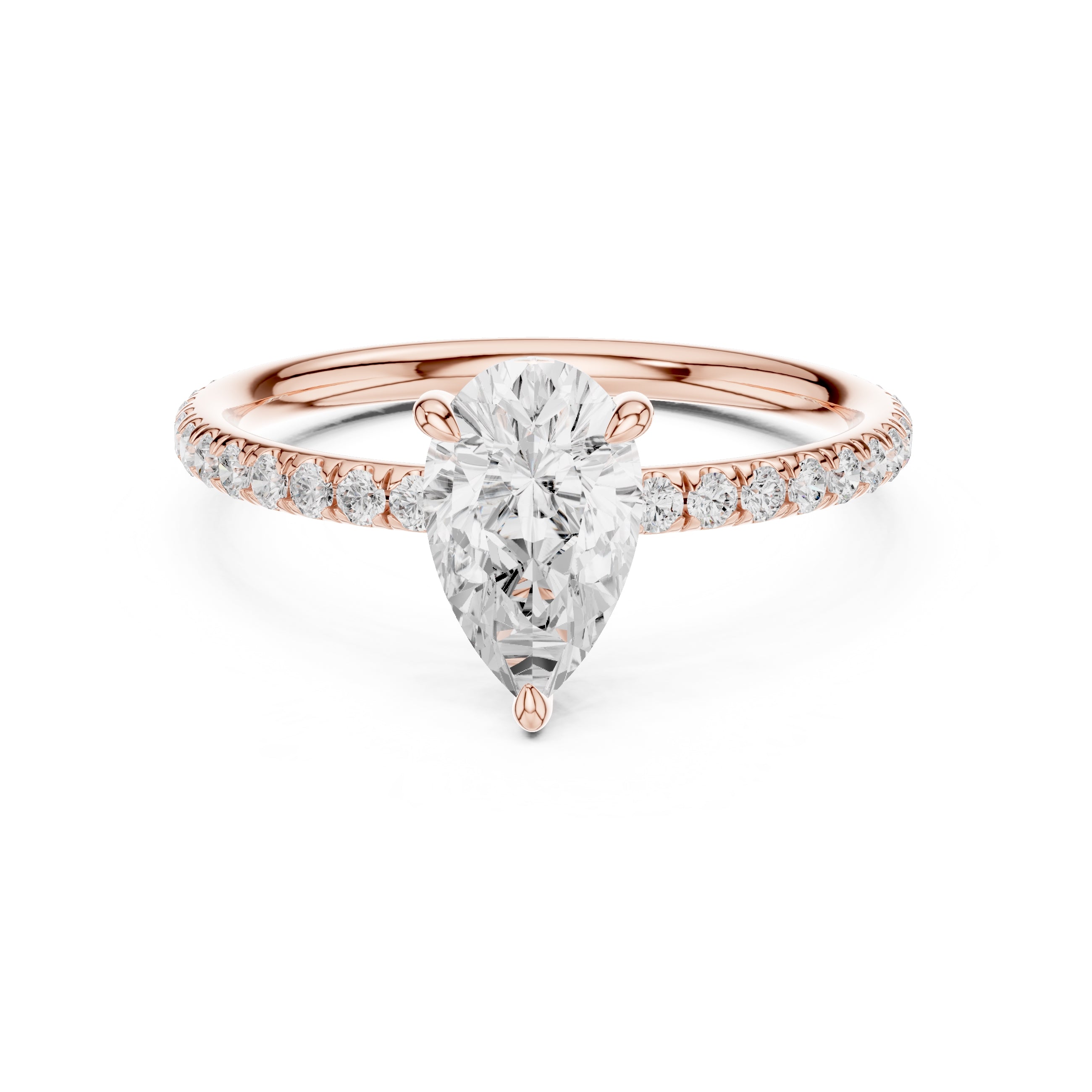 The Classic Pavé Solitaire 1ct Rose Gold Pear