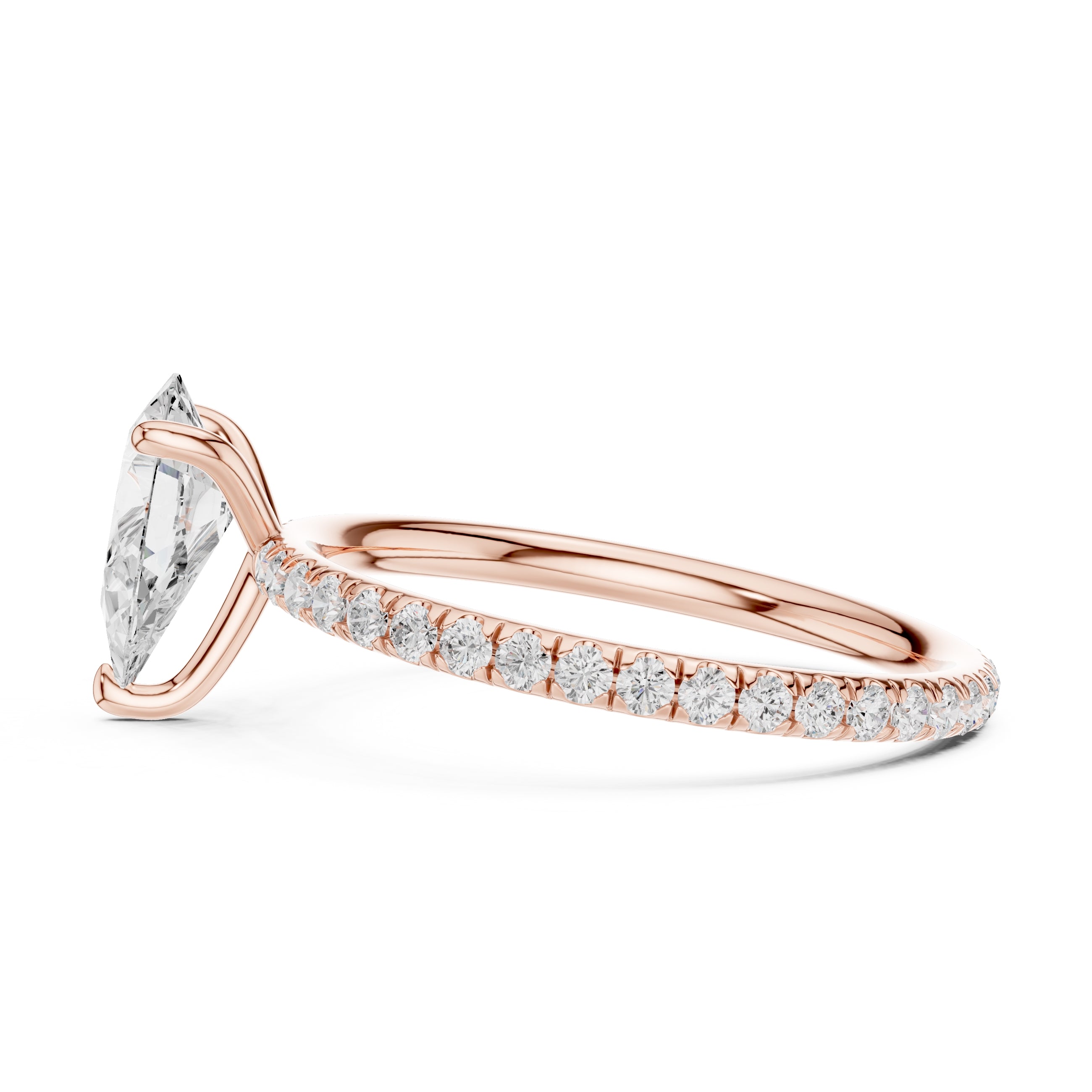 The Classic Pavé Solitaire 1ct Rose Gold Pear