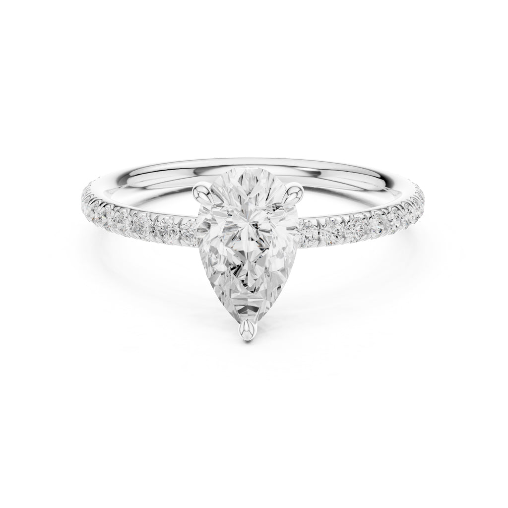 The Classic Pavé Solitaire 1ct White Gold Pear