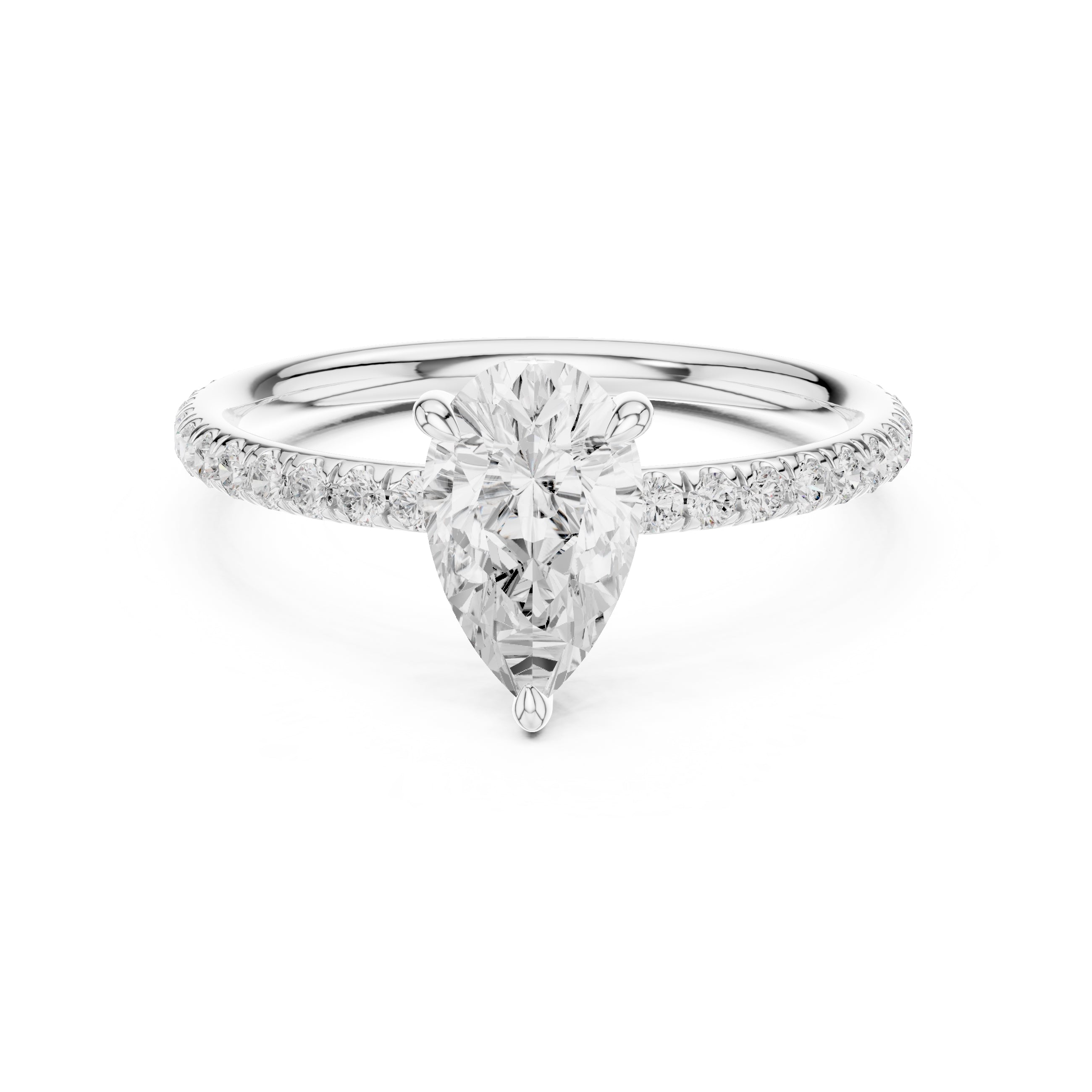 The Classic Pavé Solitaire 1ct White Gold Pear