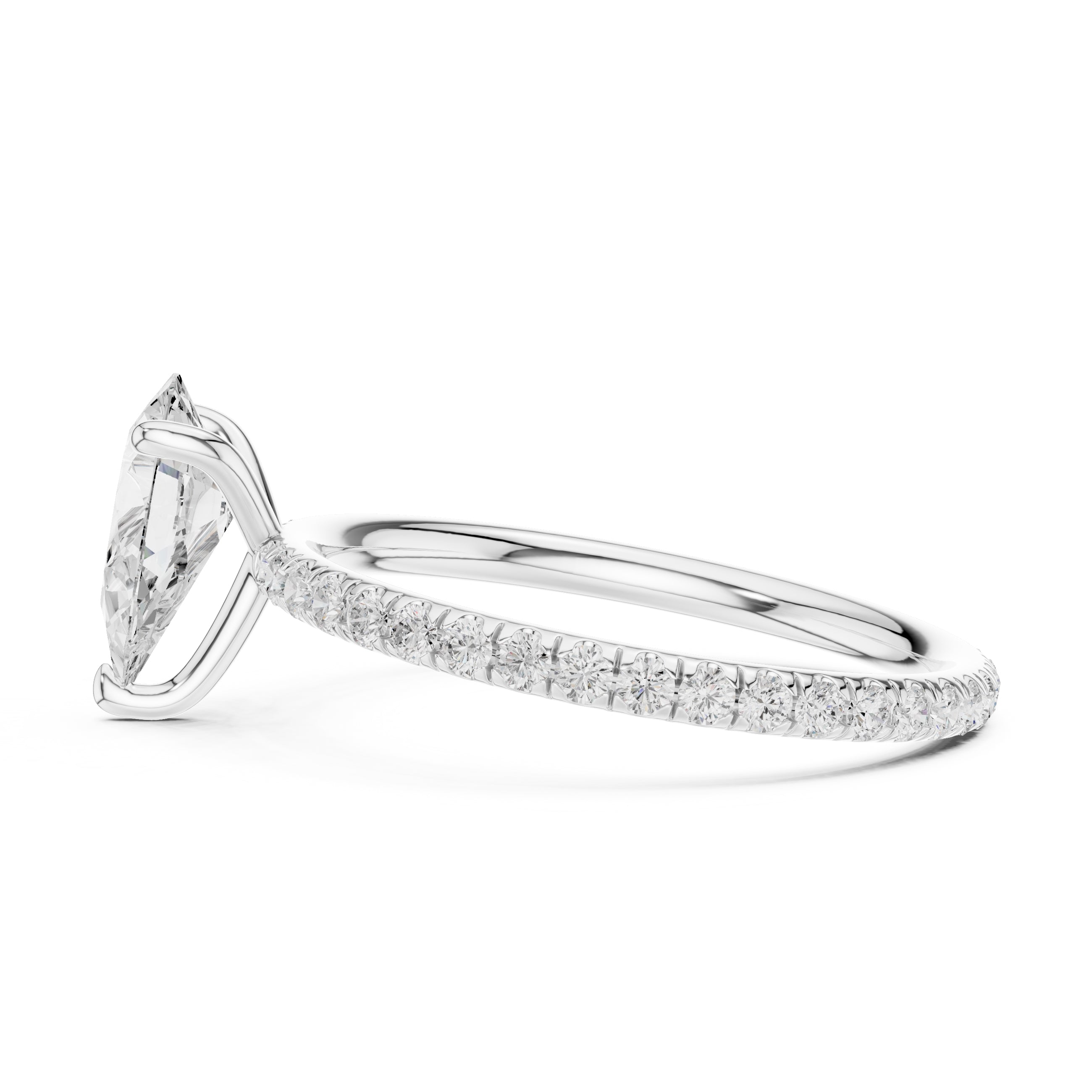 The Classic Pavé Solitaire 1ct White Gold Pear